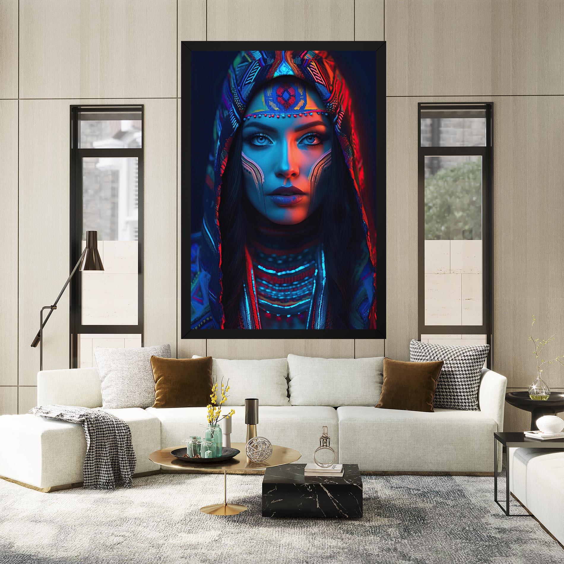 Leinwandbild Blue Red Light Hood mockup 2