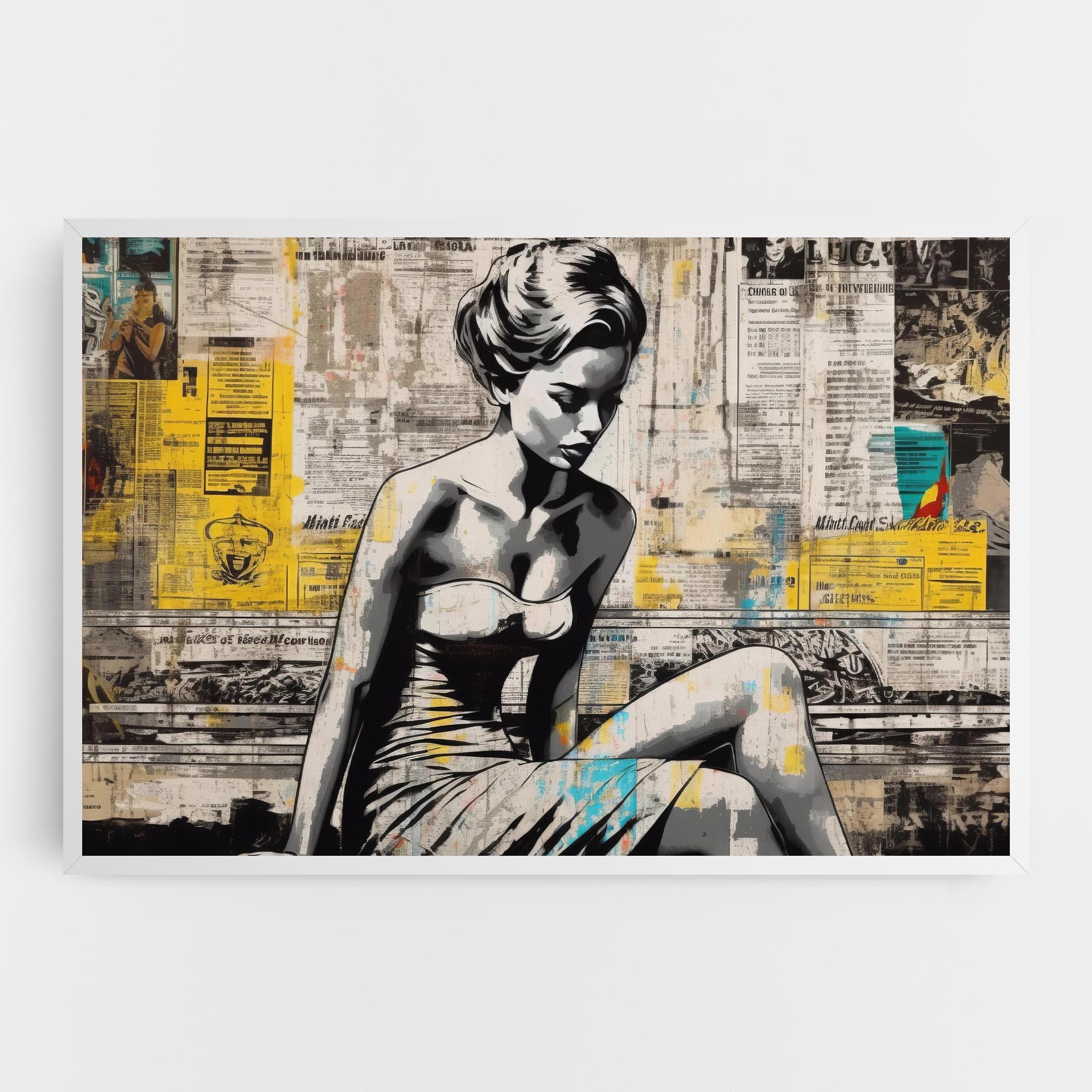 Leinwandbild Newspaper Painting Girl mockup 0