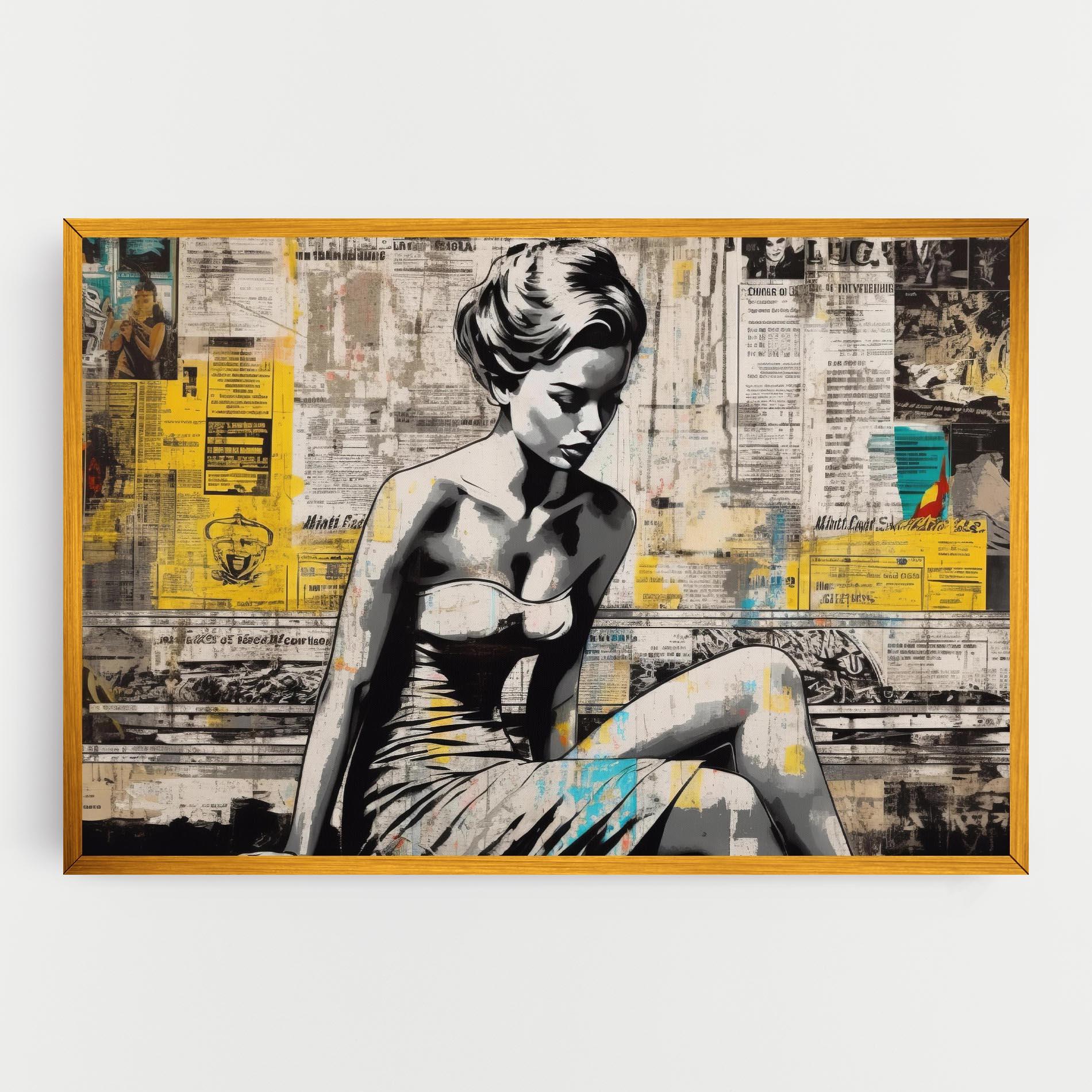 Leinwandbild Newspaper Painting Girl mockup 0