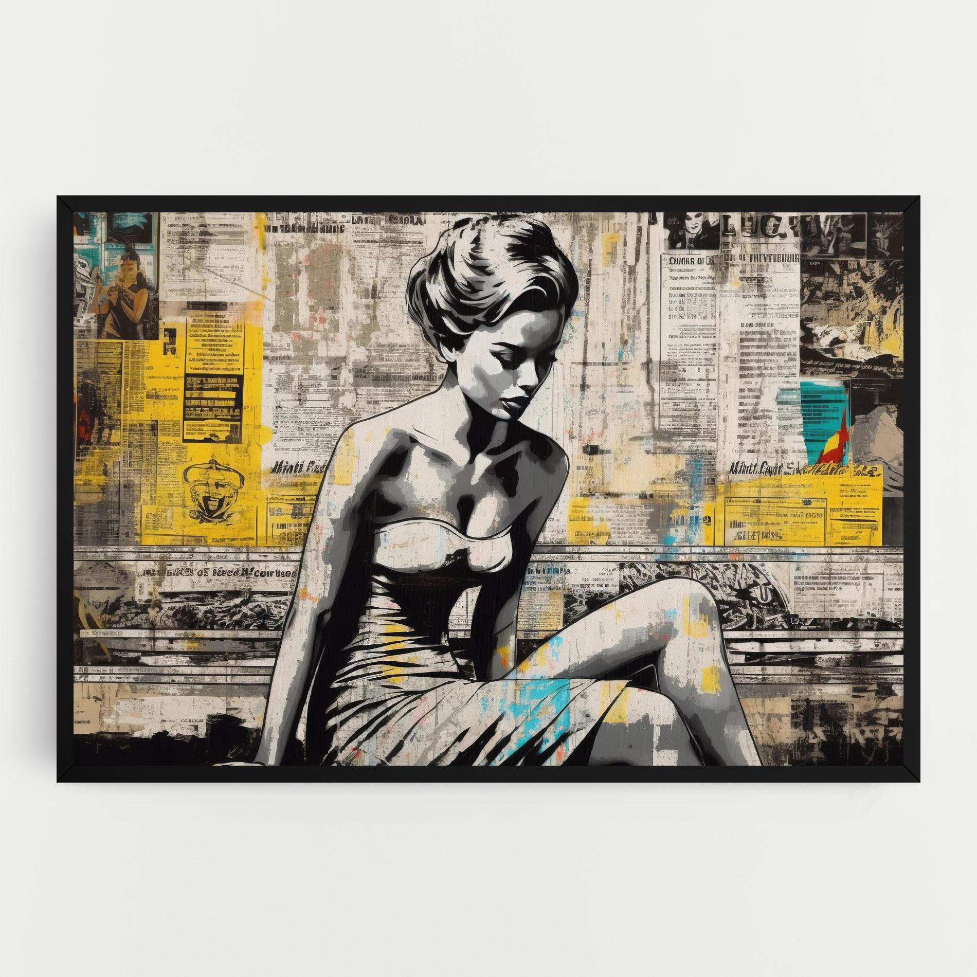 Leinwandbild Newspaper Painting Girl mockup 0