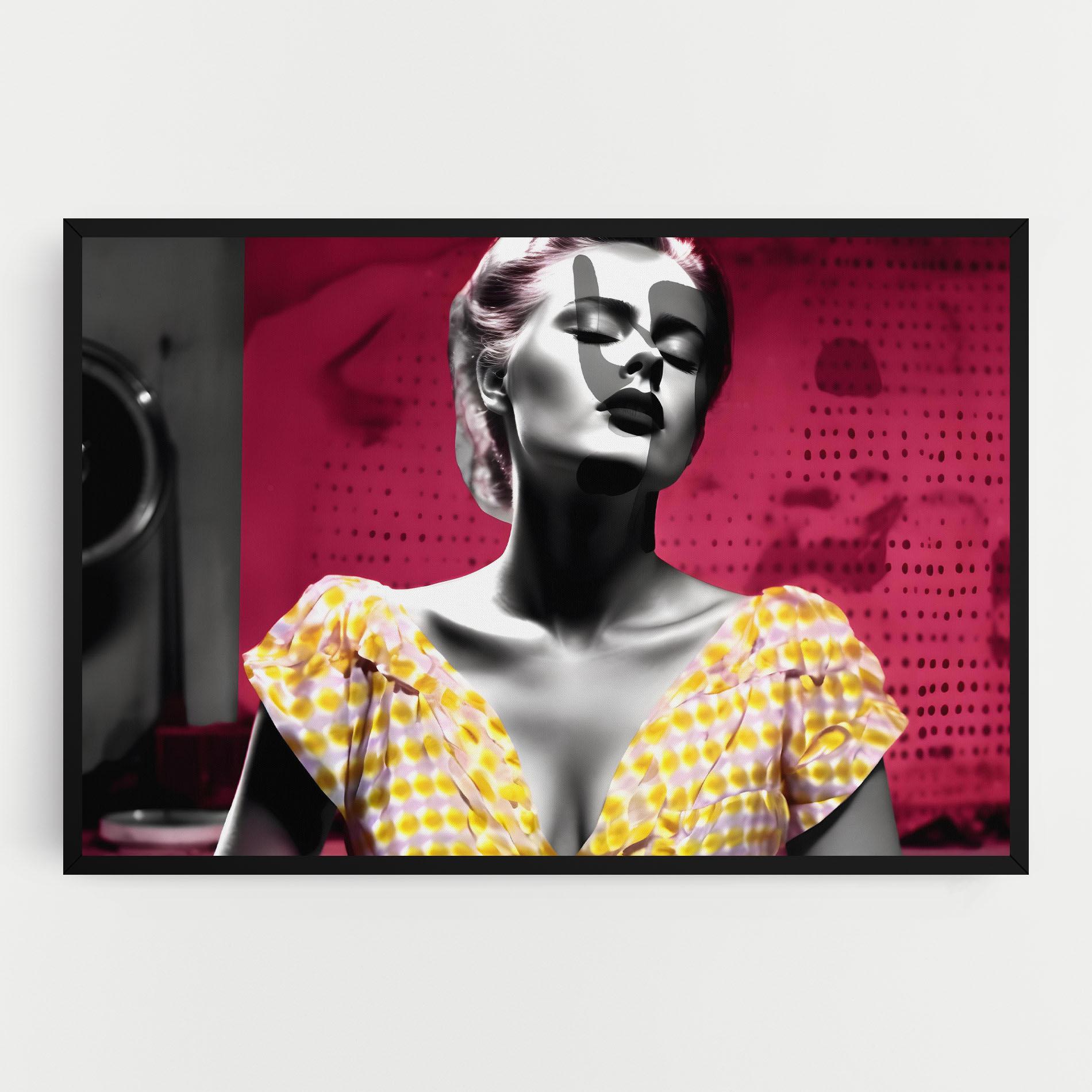 Leinwandbild Yellow Dress On Pink mockup 0