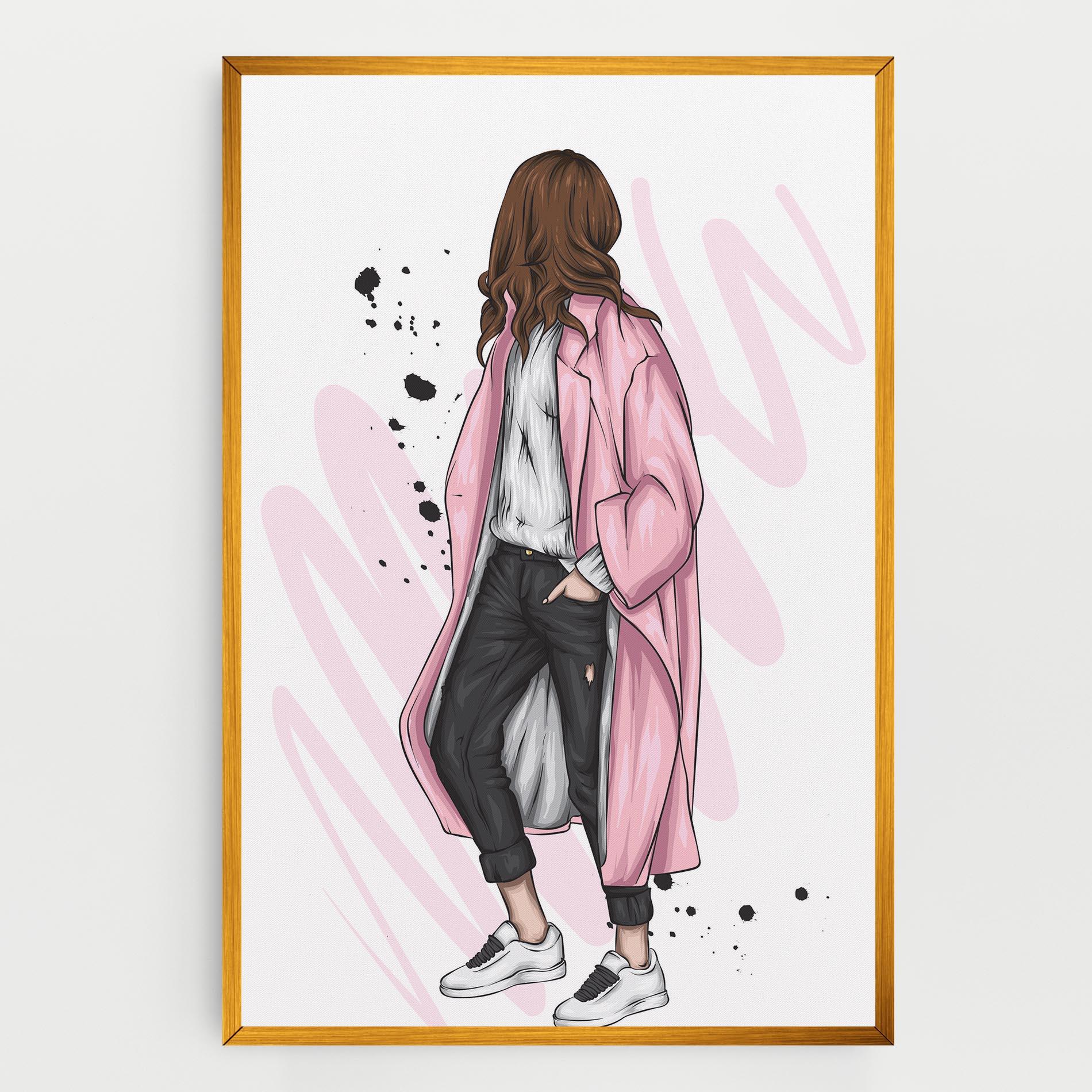 Leinwandbild Pink Coat Woman mockup 0