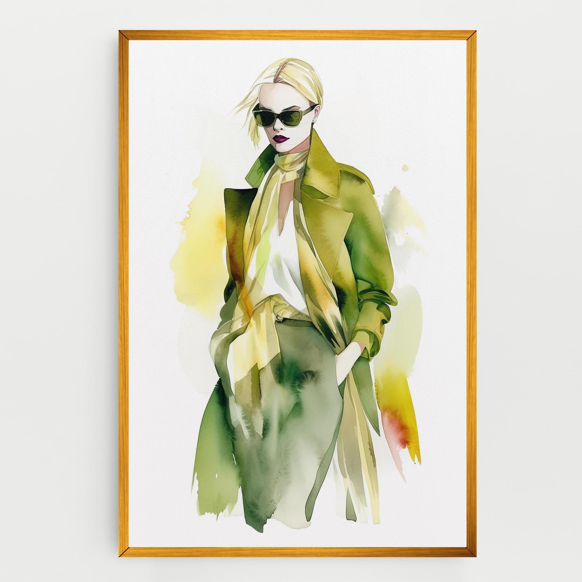 Leinwandbild Woman Green Fashion mockup 0