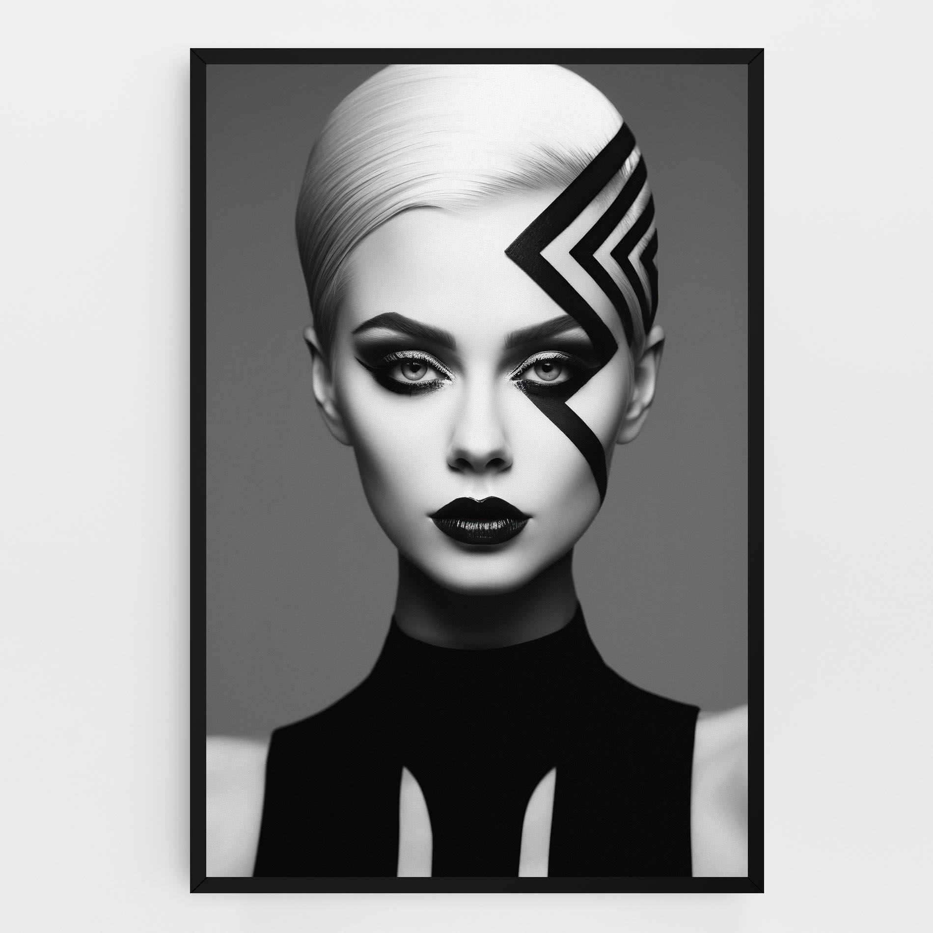 Leinwandbild Black Lines On Face mockup 0