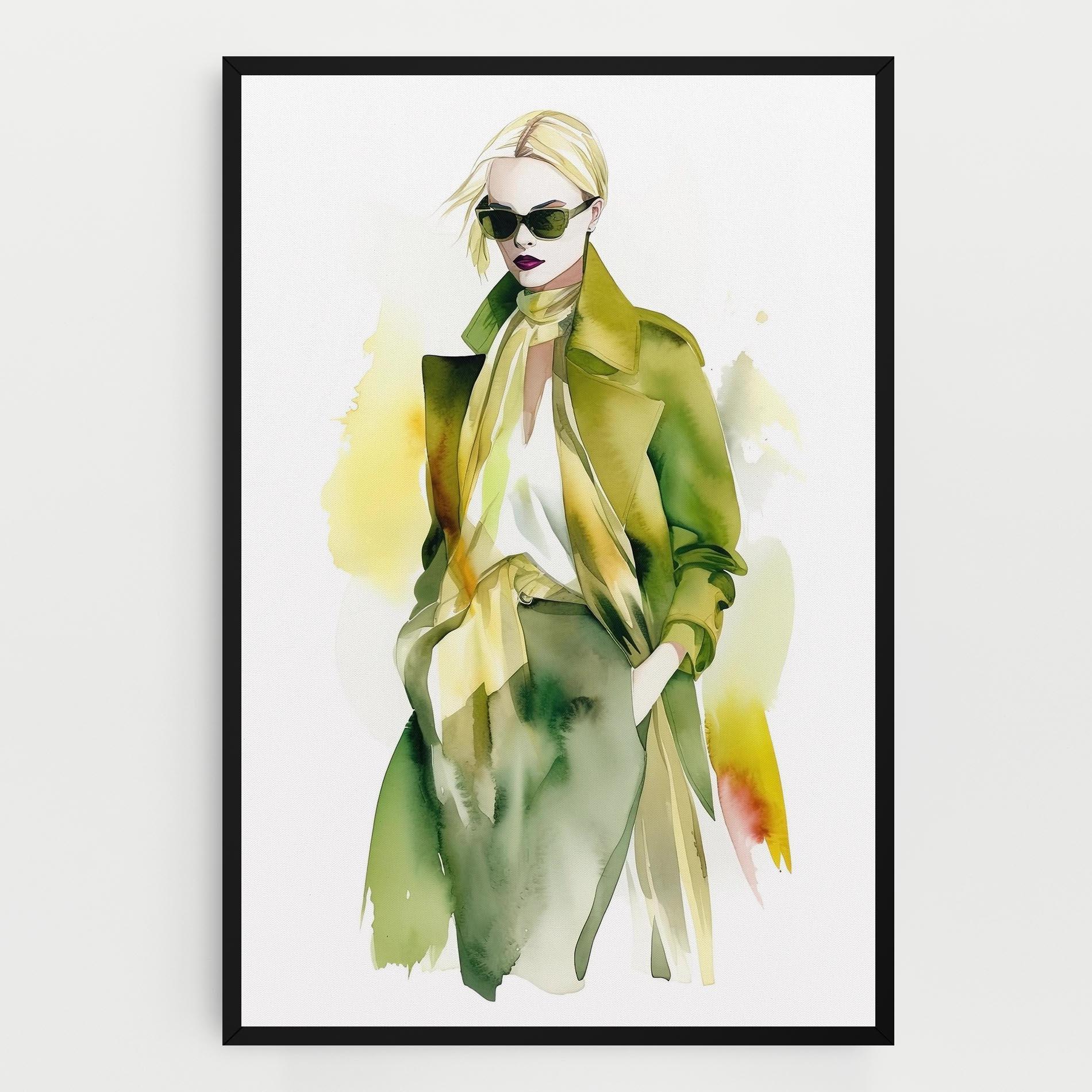 Leinwandbild Woman Green Fashion mockup 0