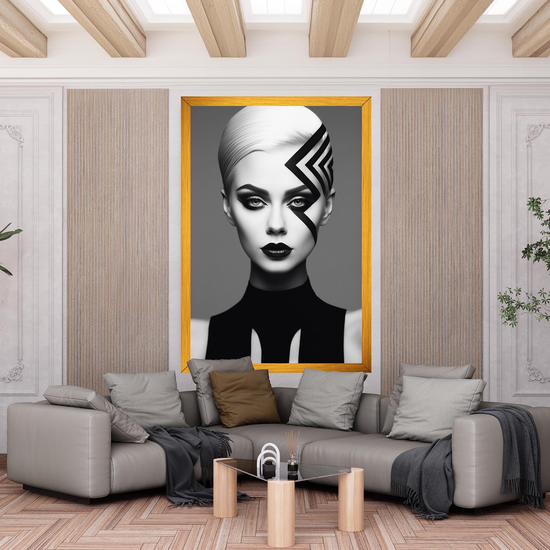 Leinwandbild Black Lines On Face mockup 6