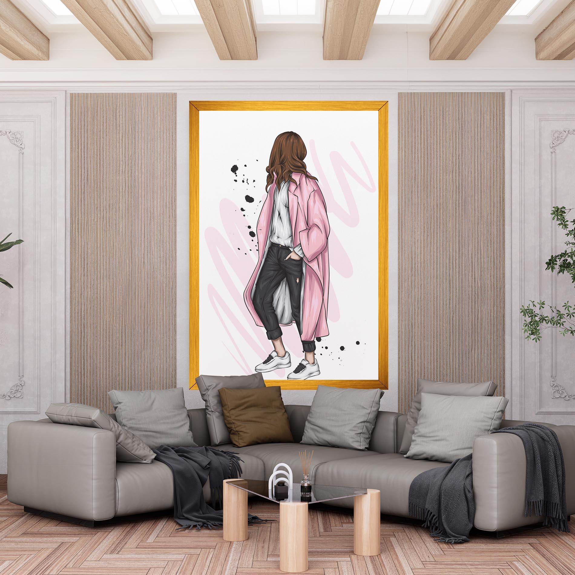 Leinwandbild Pink Coat Woman mockup 6