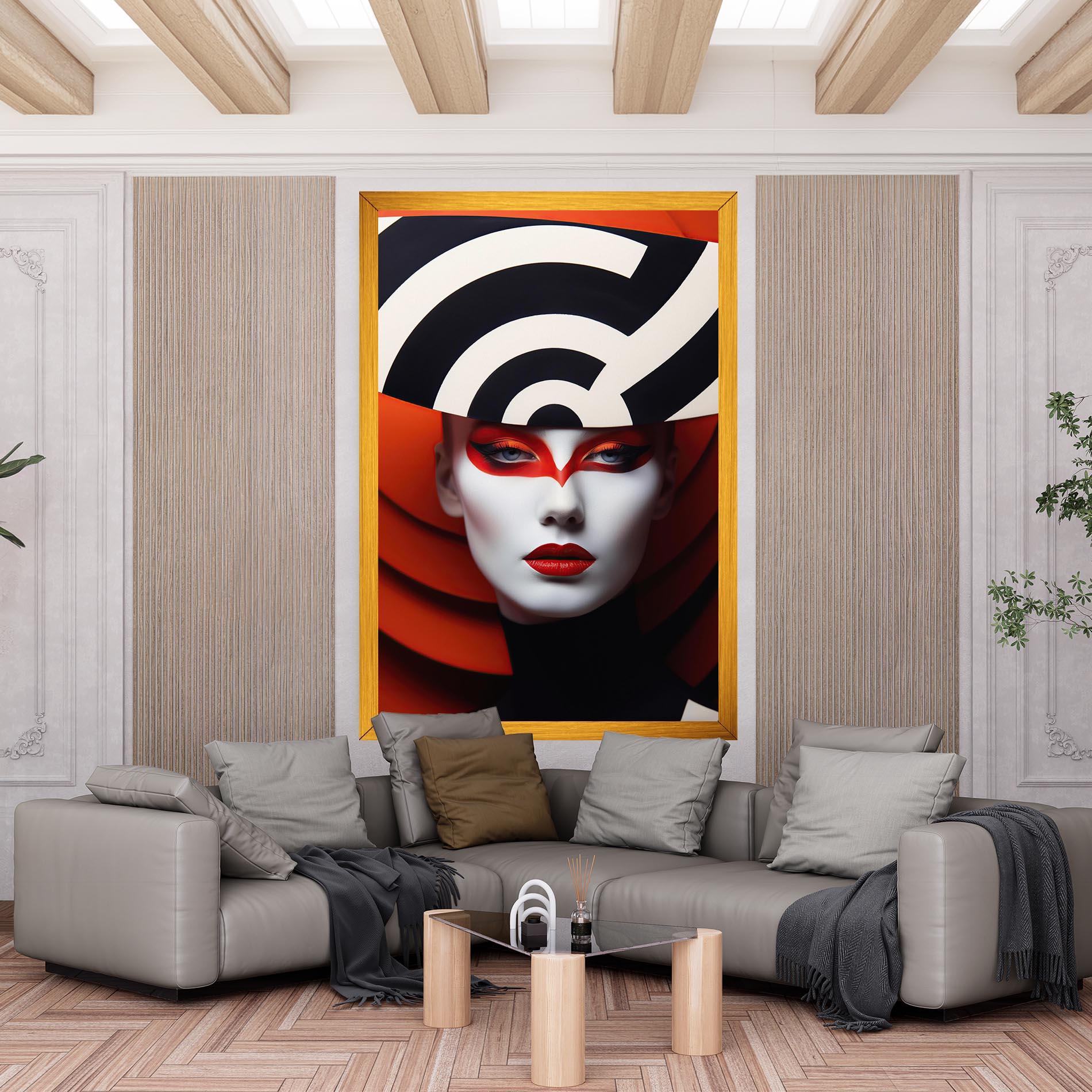 Leinwandbild Red Black Woman Art mockup 6