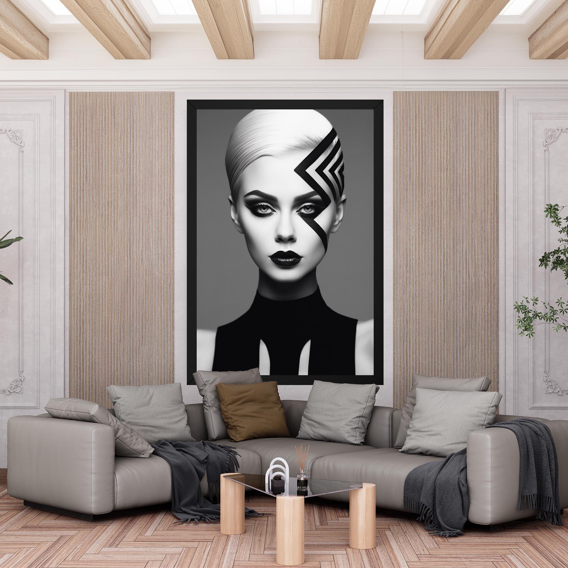 Leinwandbild Black Lines On Face mockup 6