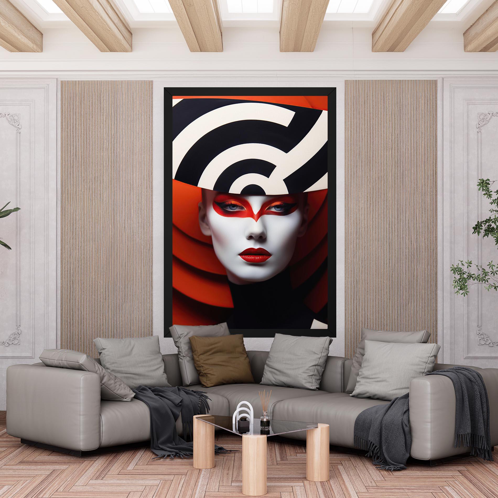 Leinwandbild Red Black Woman Art mockup 6