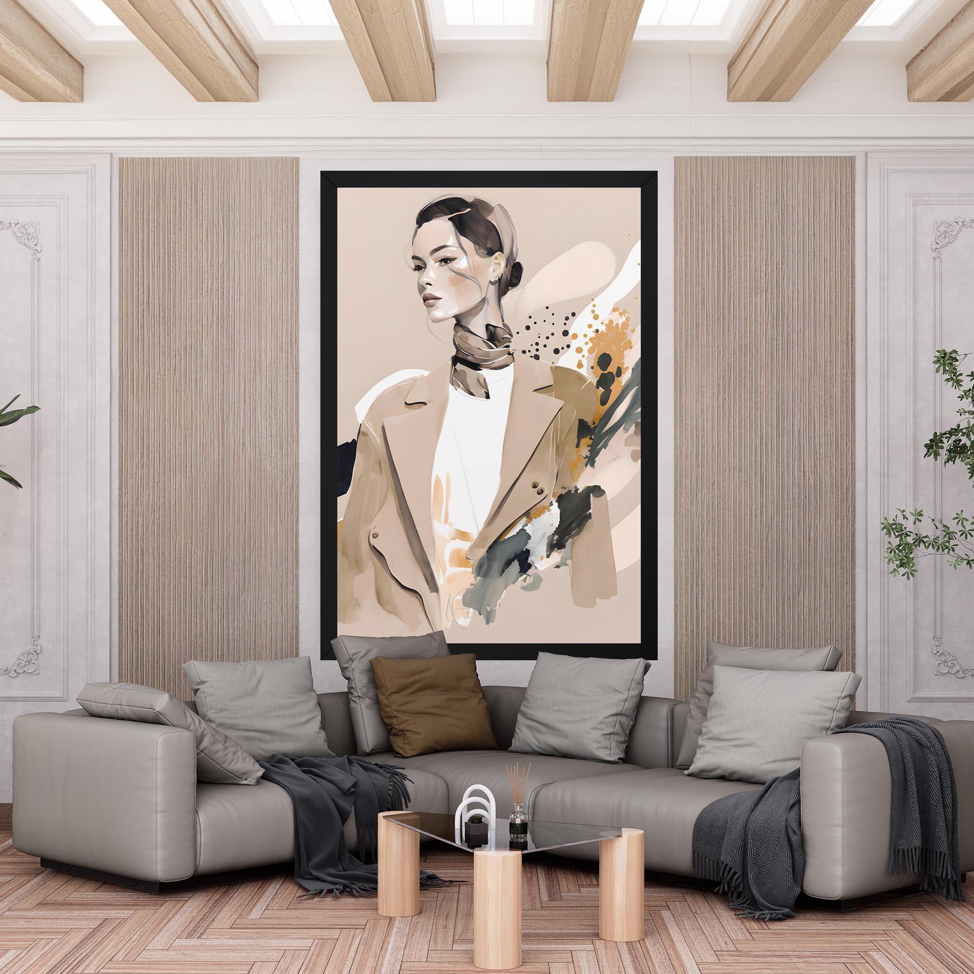 Leinwandbild Watercolor Stylish Model mockup 6