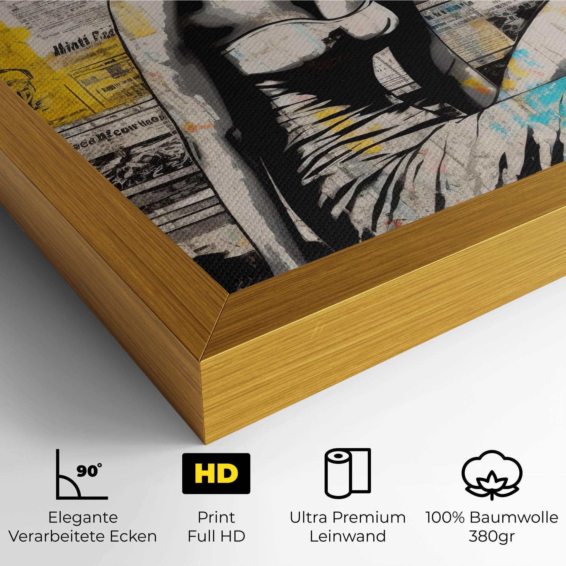 Leinwandbild Newspaper Painting Girl mockup 4