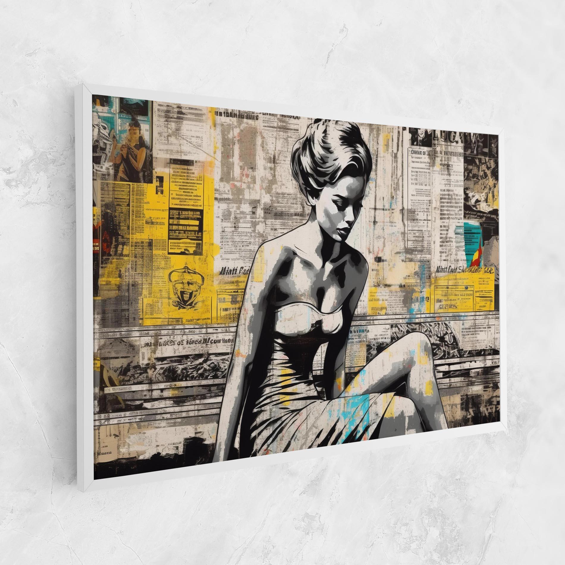 Leinwandbild Newspaper Painting Girl mockup 1