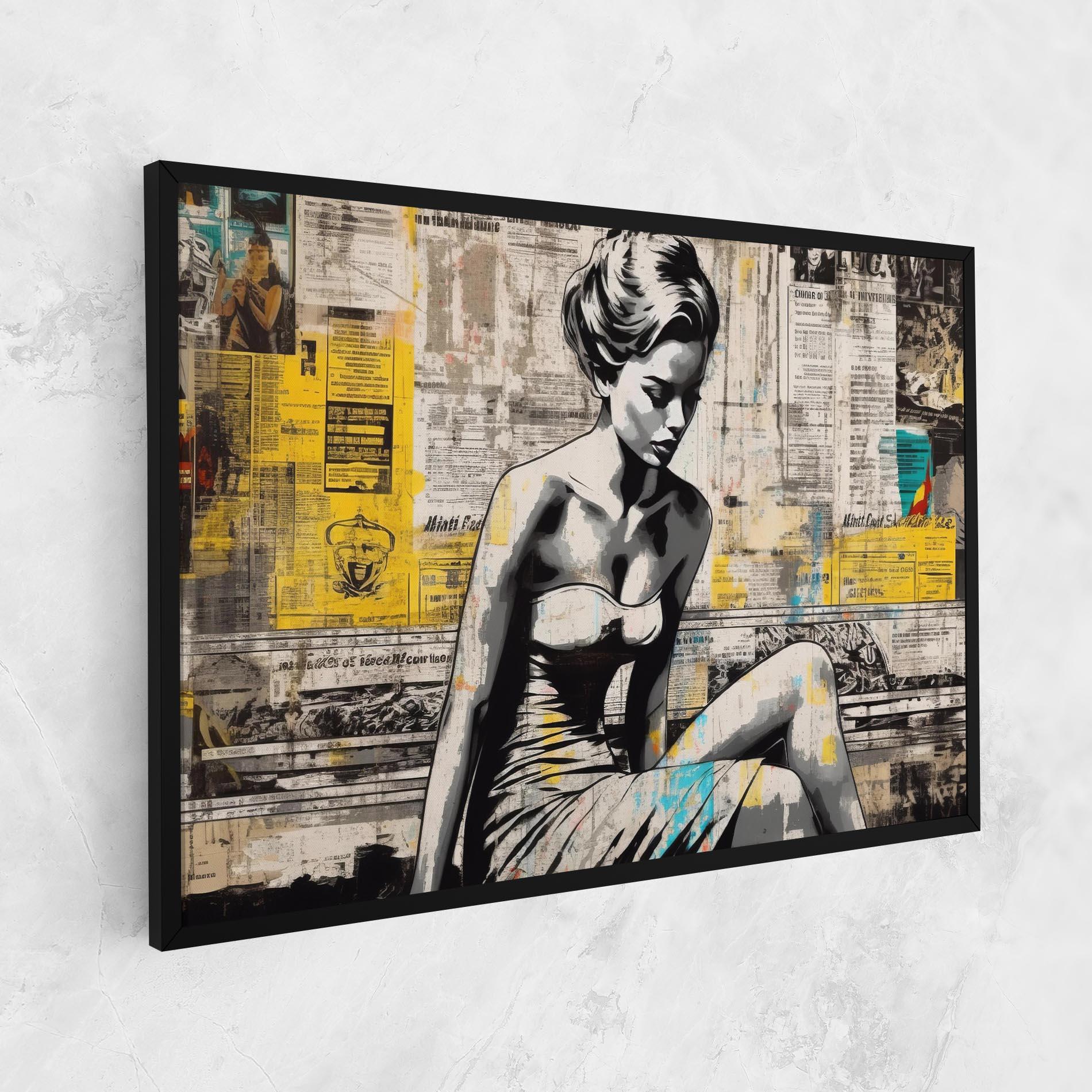 Leinwandbild Newspaper Painting Girl mockup 1