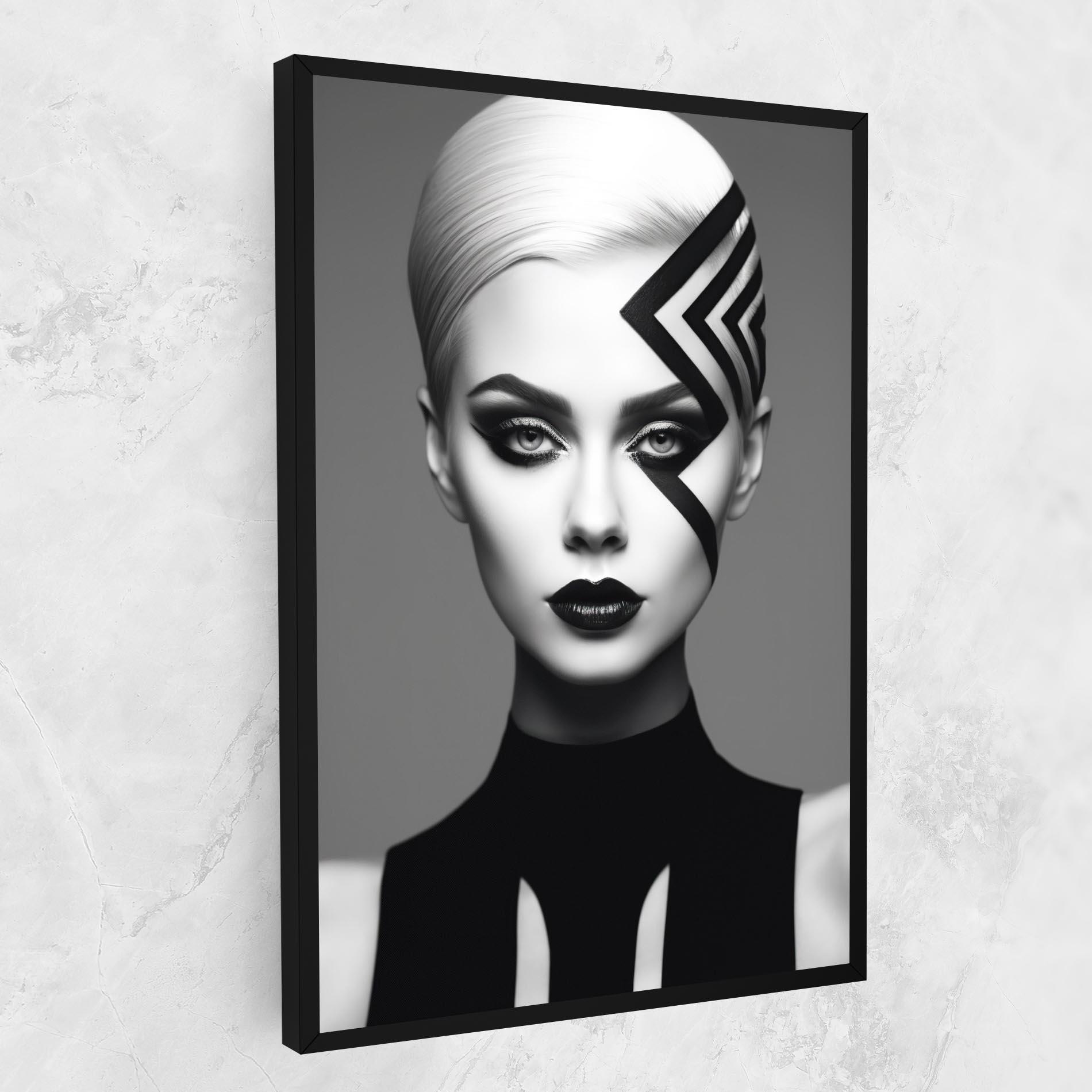 Leinwandbild Black Lines On Face mockup 1