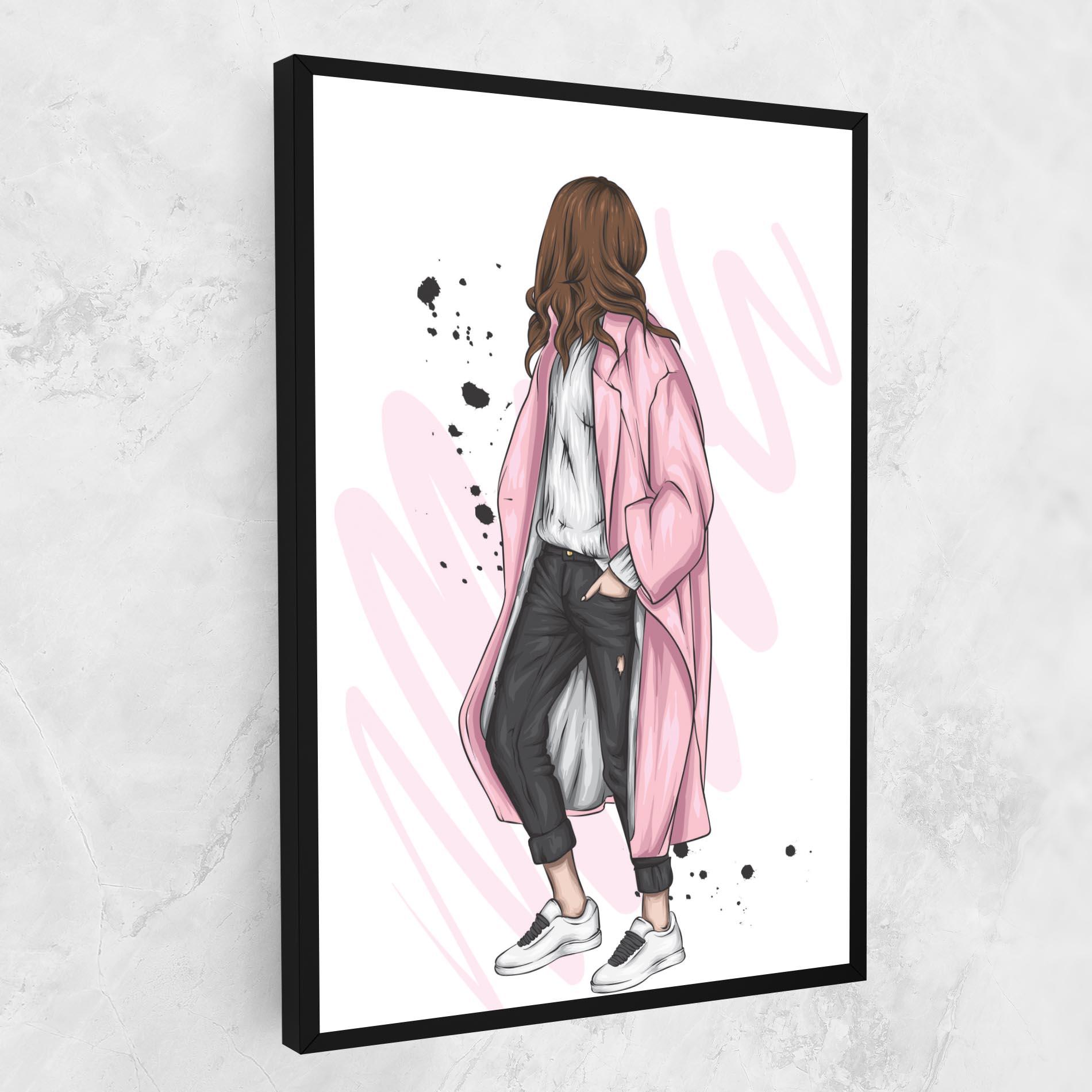 Leinwandbild Pink Coat Woman mockup 1