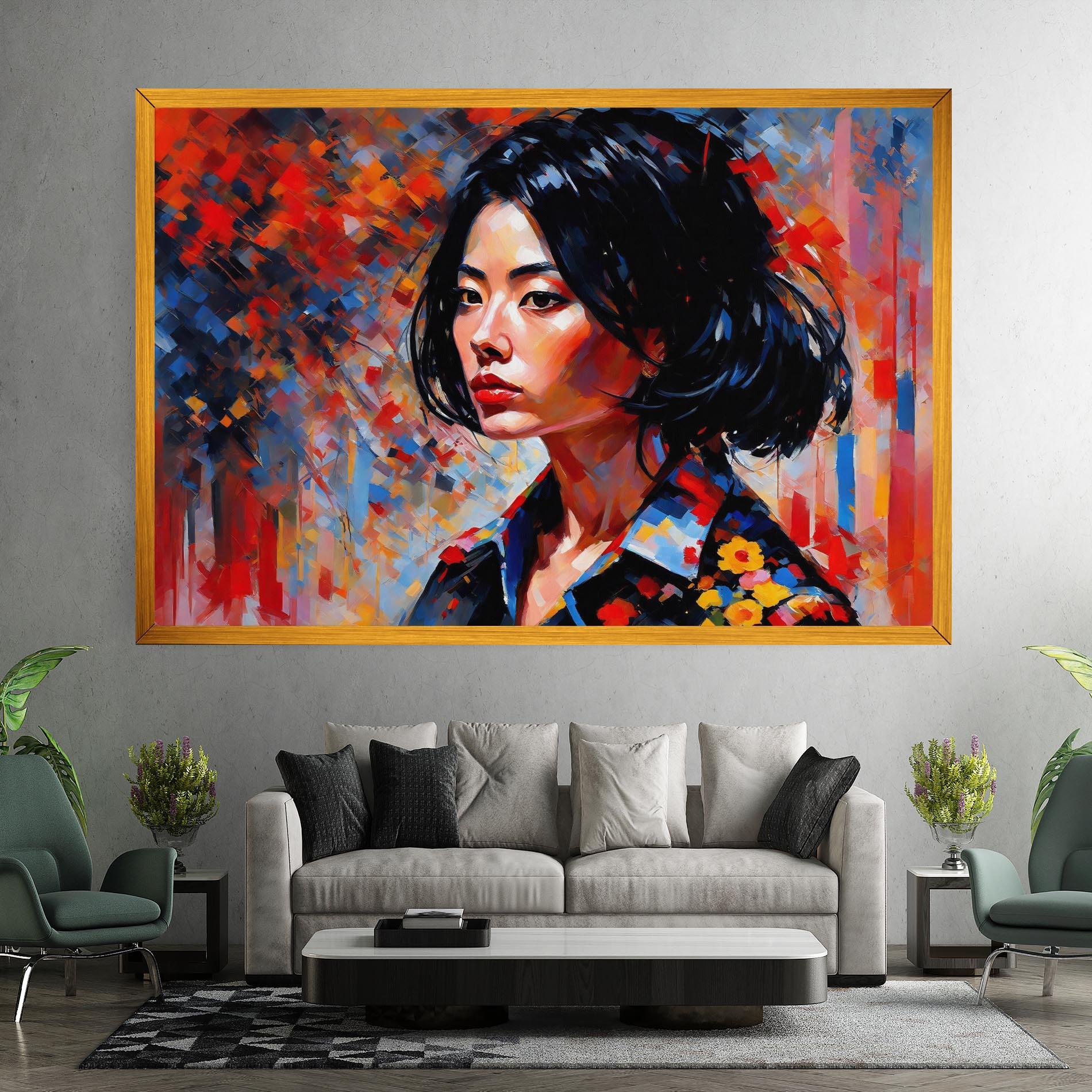 Leinwandbild Beautiful Asian Woman mockup 7