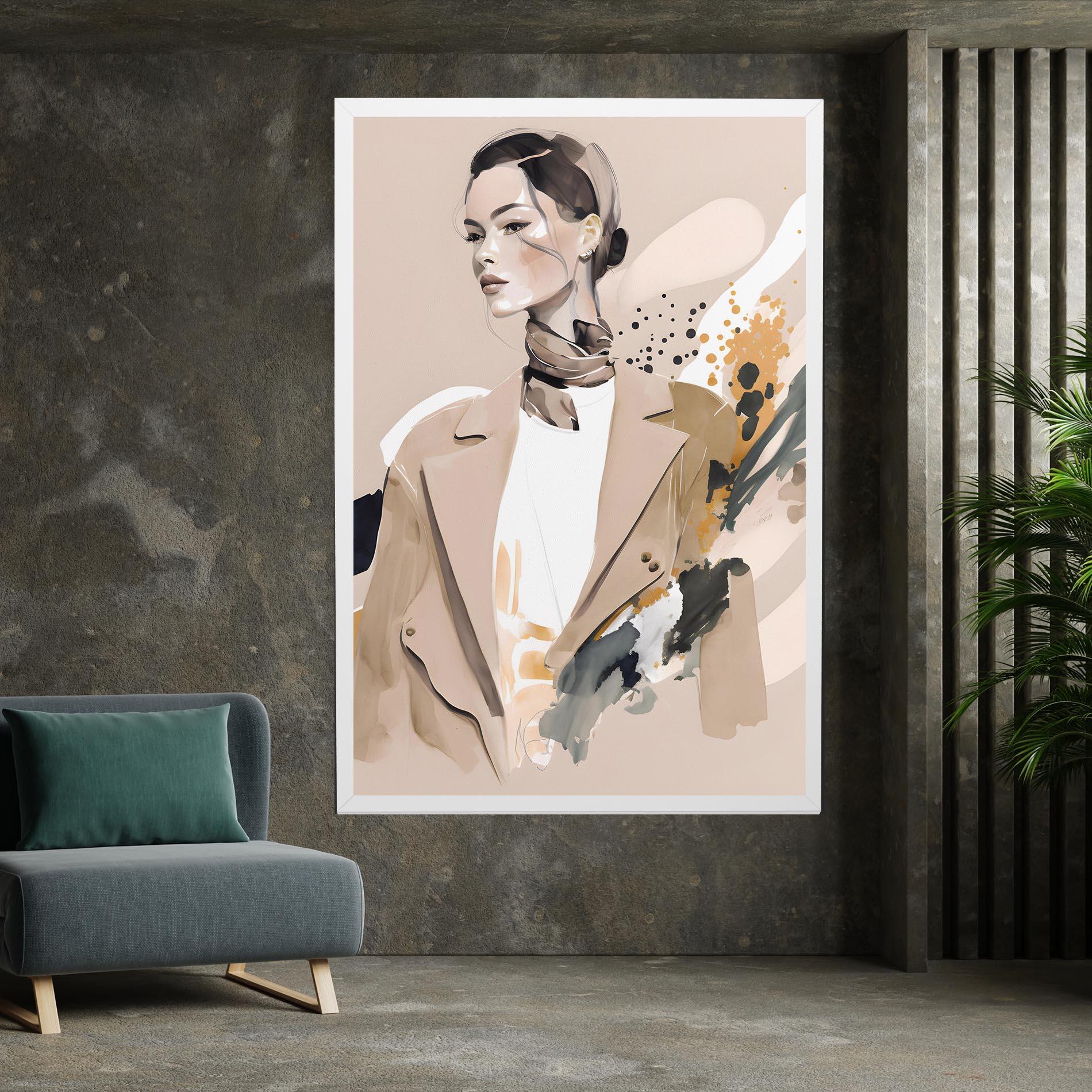 Leinwandbild Watercolor Stylish Model mockup 7