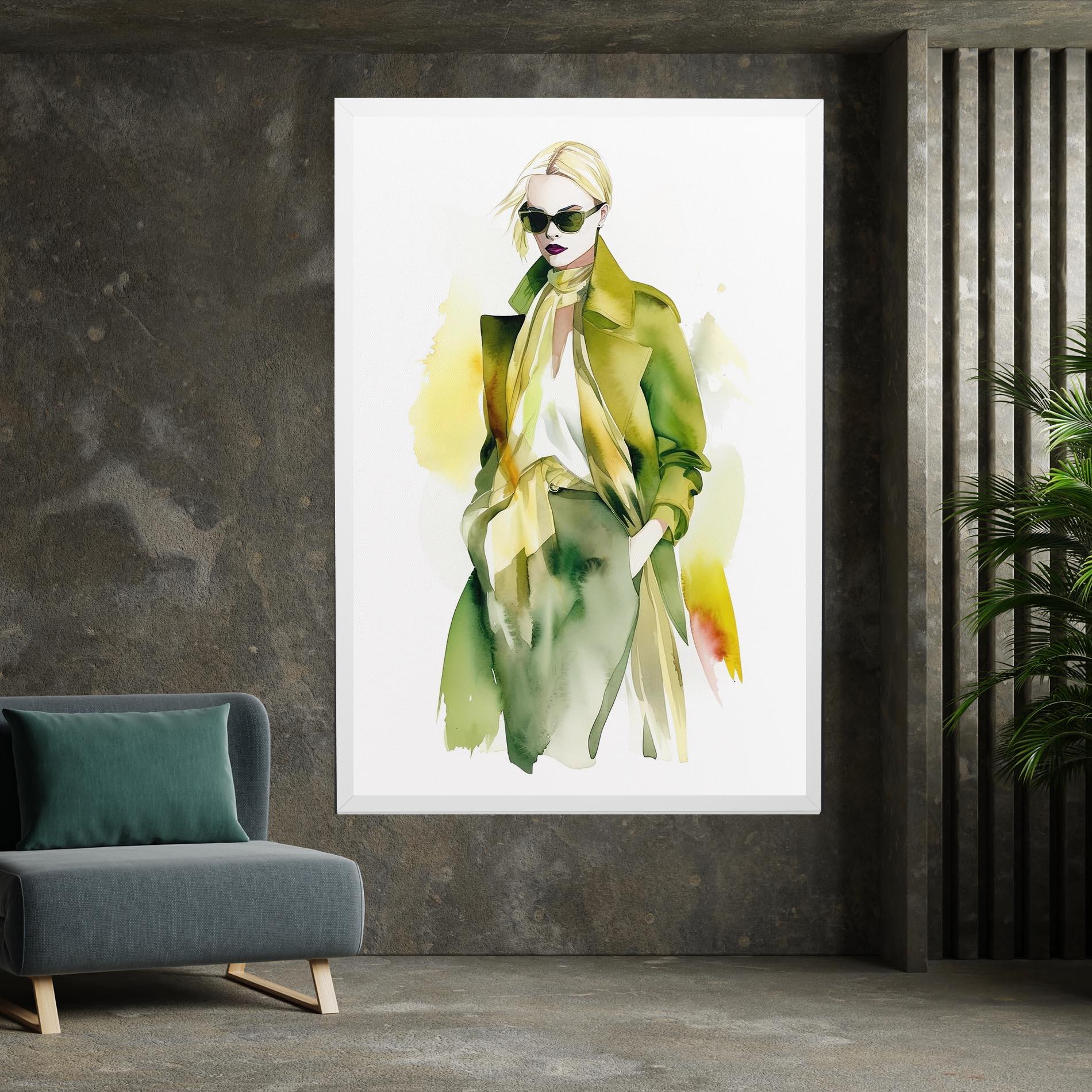 Leinwandbild Woman Green Fashion mockup 7