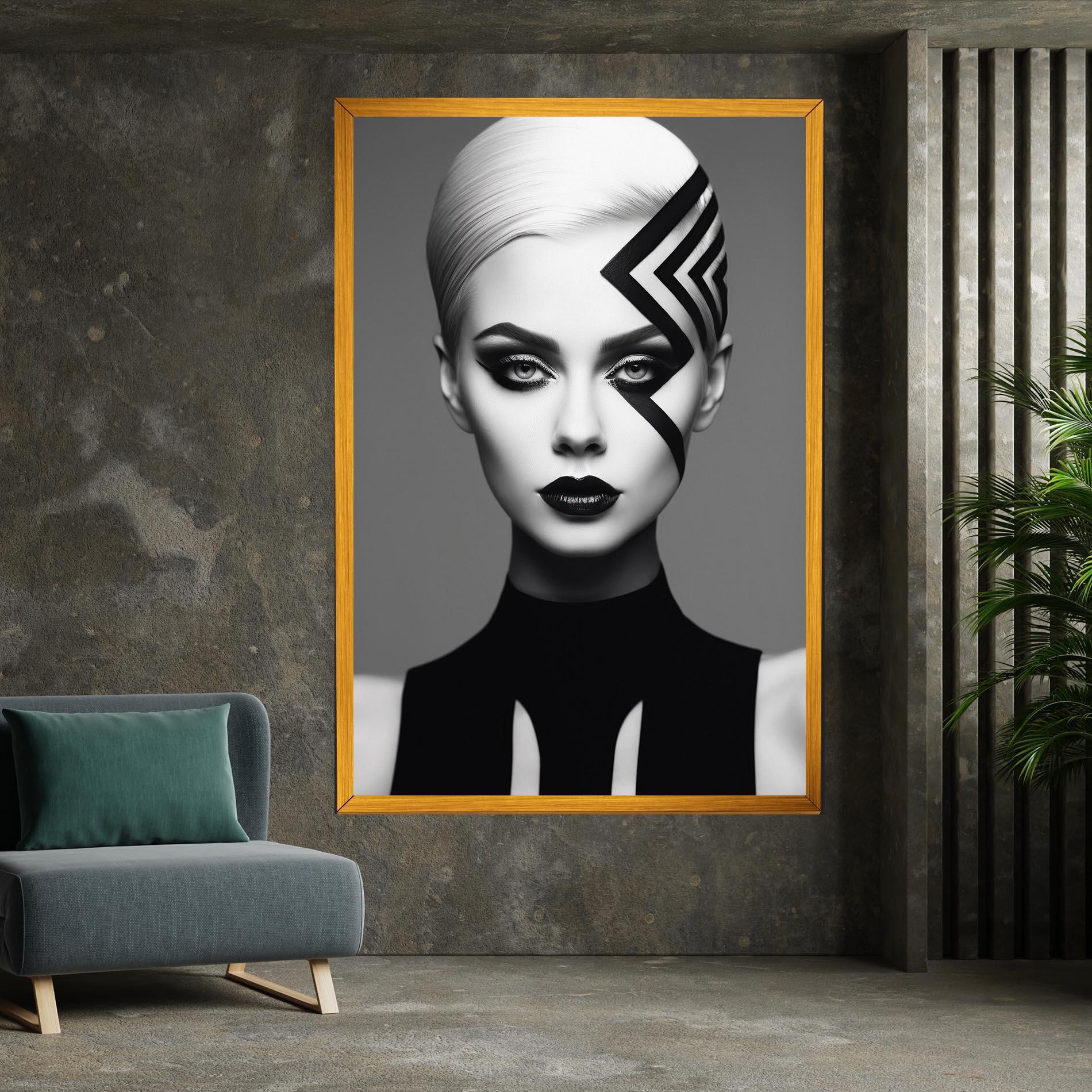 Leinwandbild Black Lines On Face mockup 7