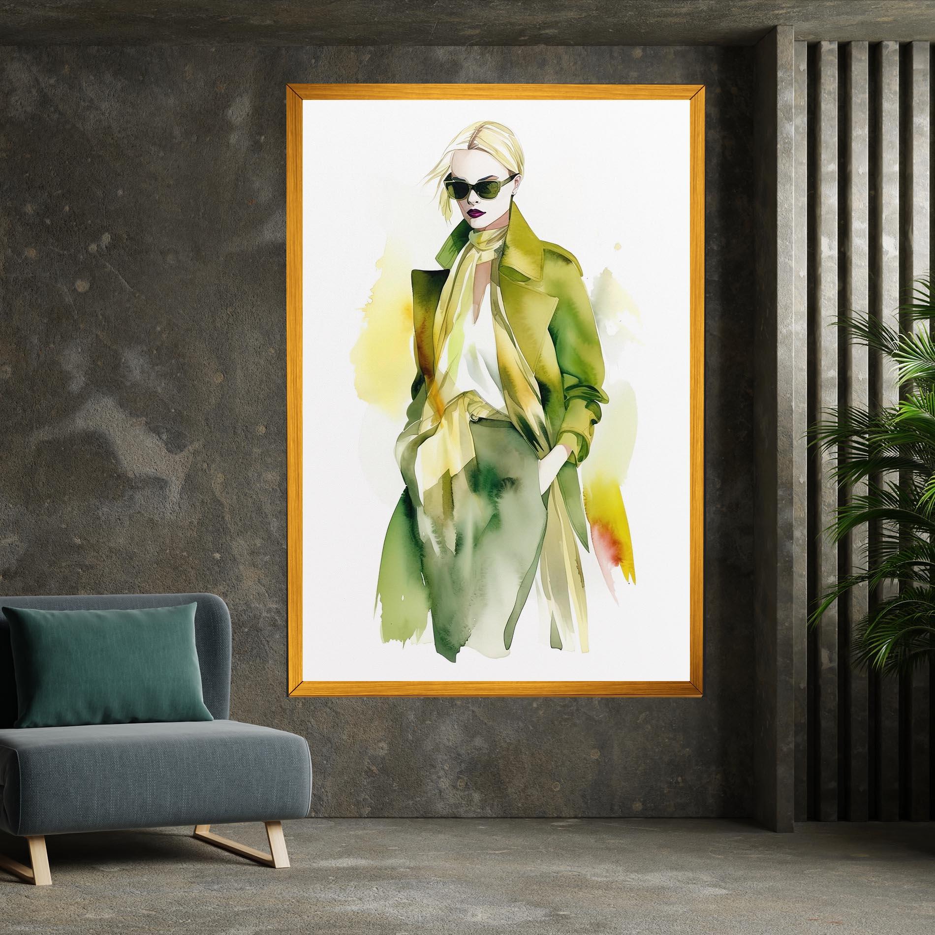 Leinwandbild Woman Green Fashion mockup 7