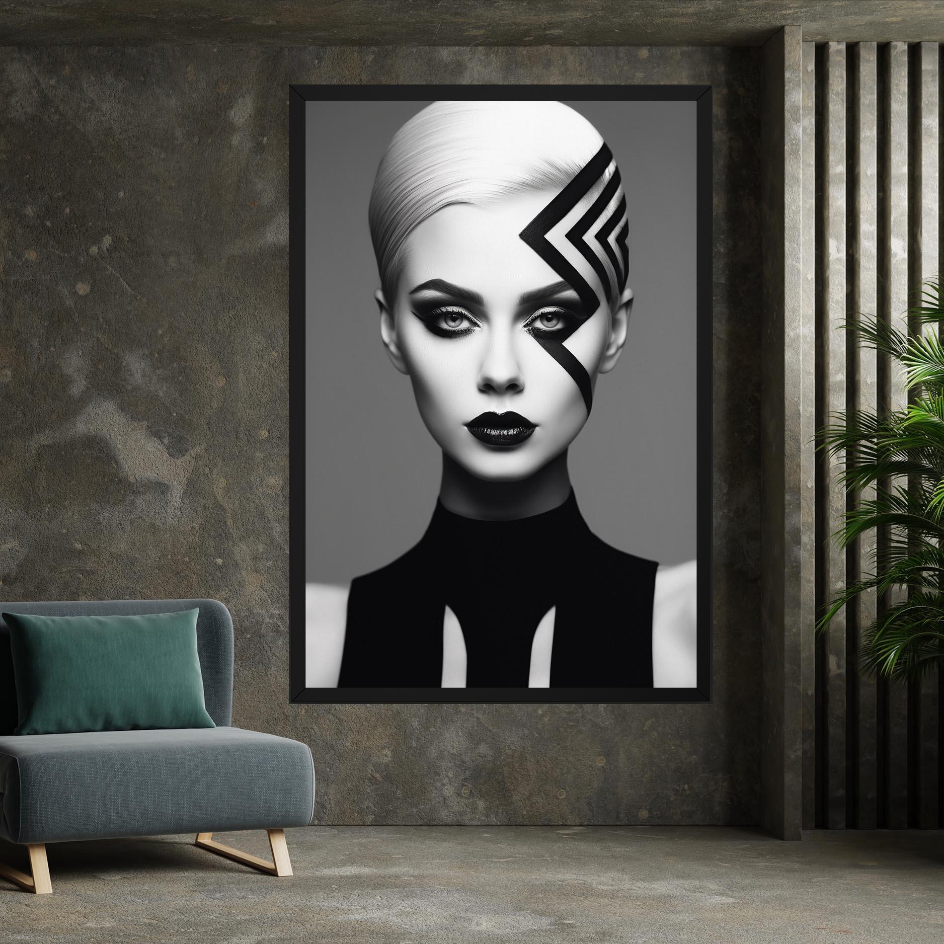 Leinwandbild Black Lines On Face mockup 7