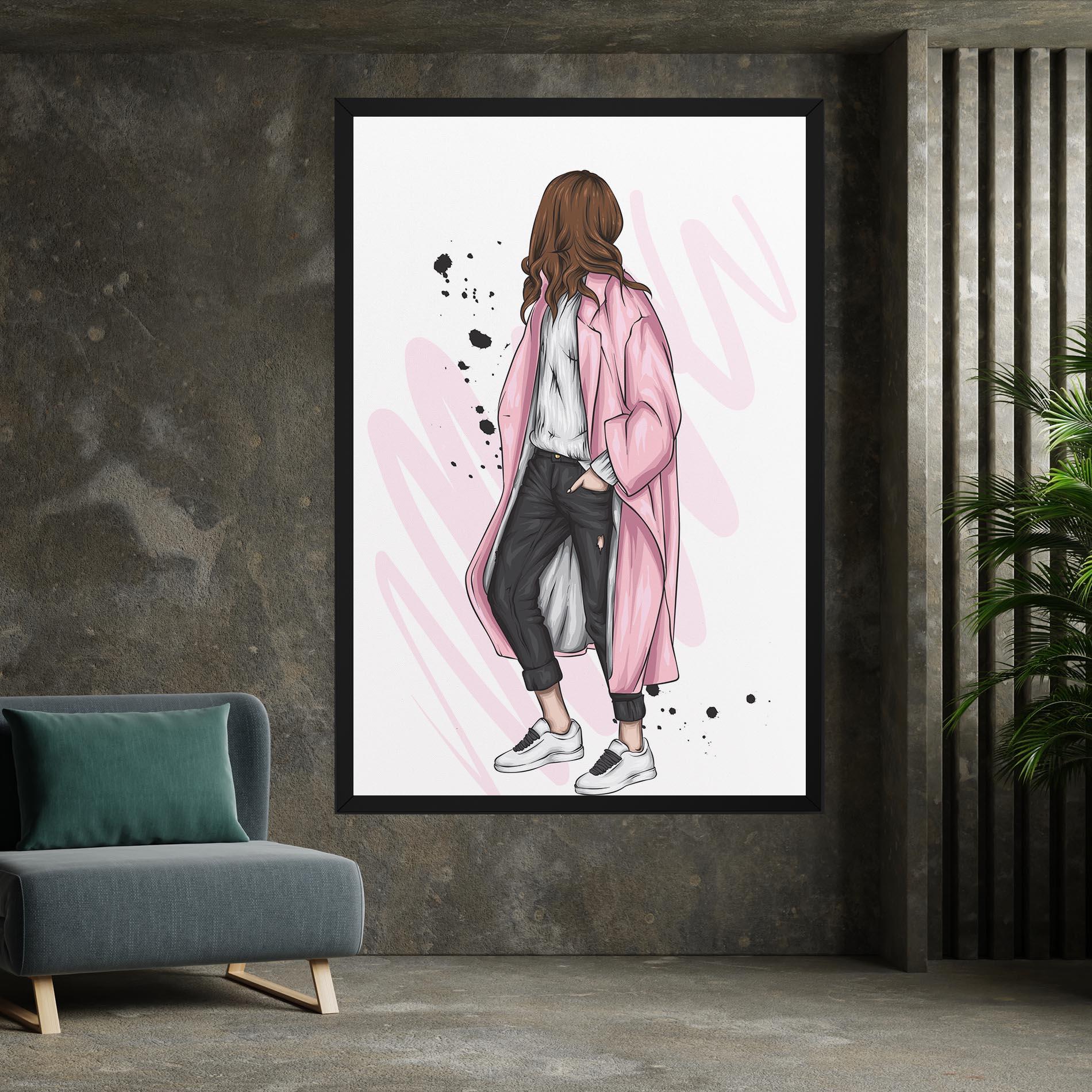 Leinwandbild Pink Coat Woman mockup 7