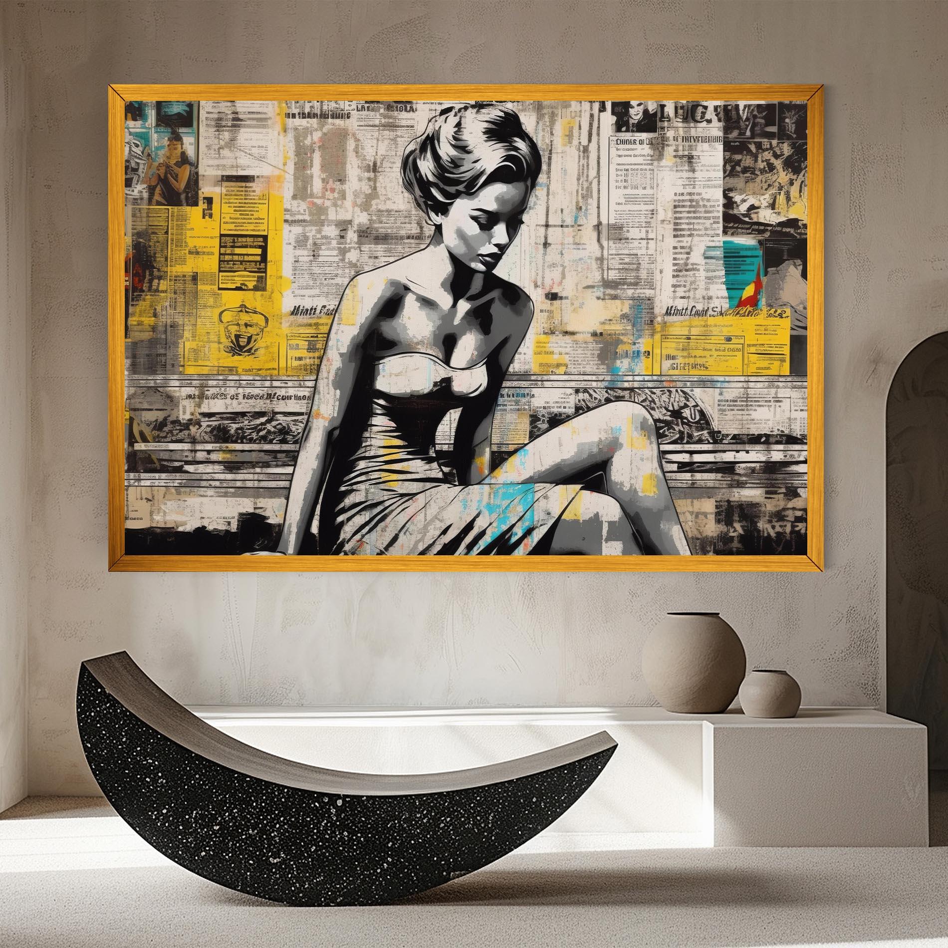 Leinwandbild Newspaper Painting Girl mockup 8