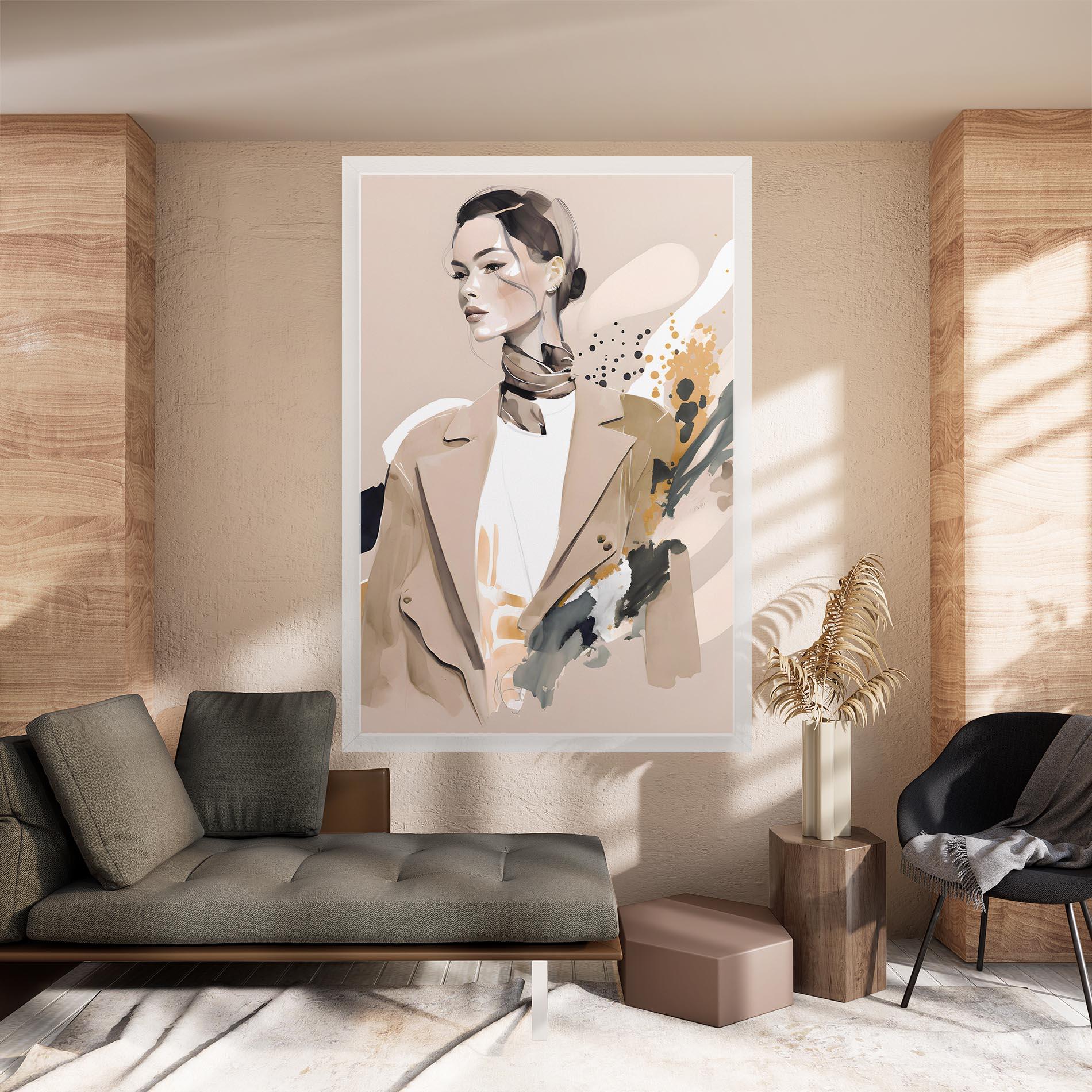 Leinwandbild Watercolor Stylish Model mockup 8