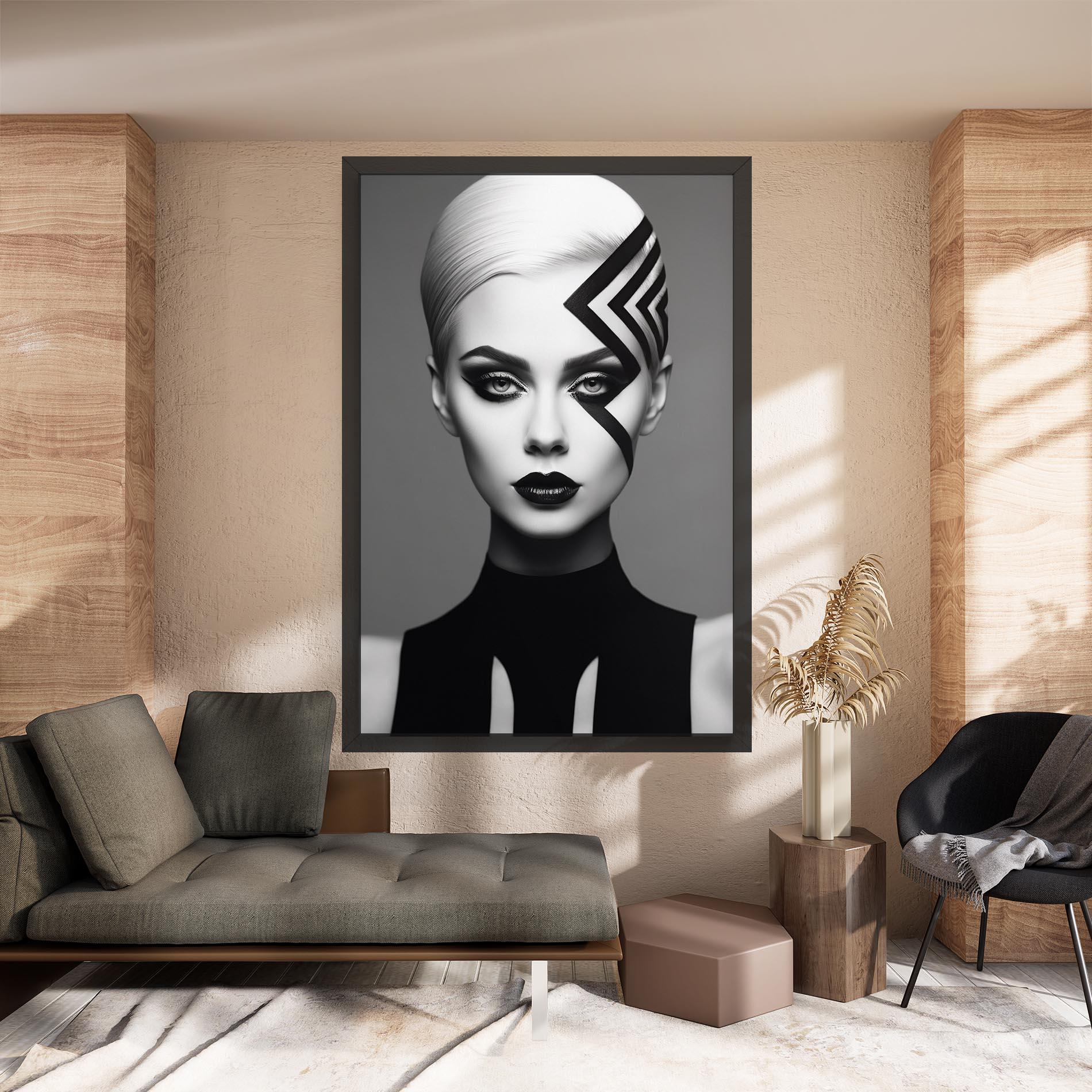 Leinwandbild Black Lines On Face mockup 8