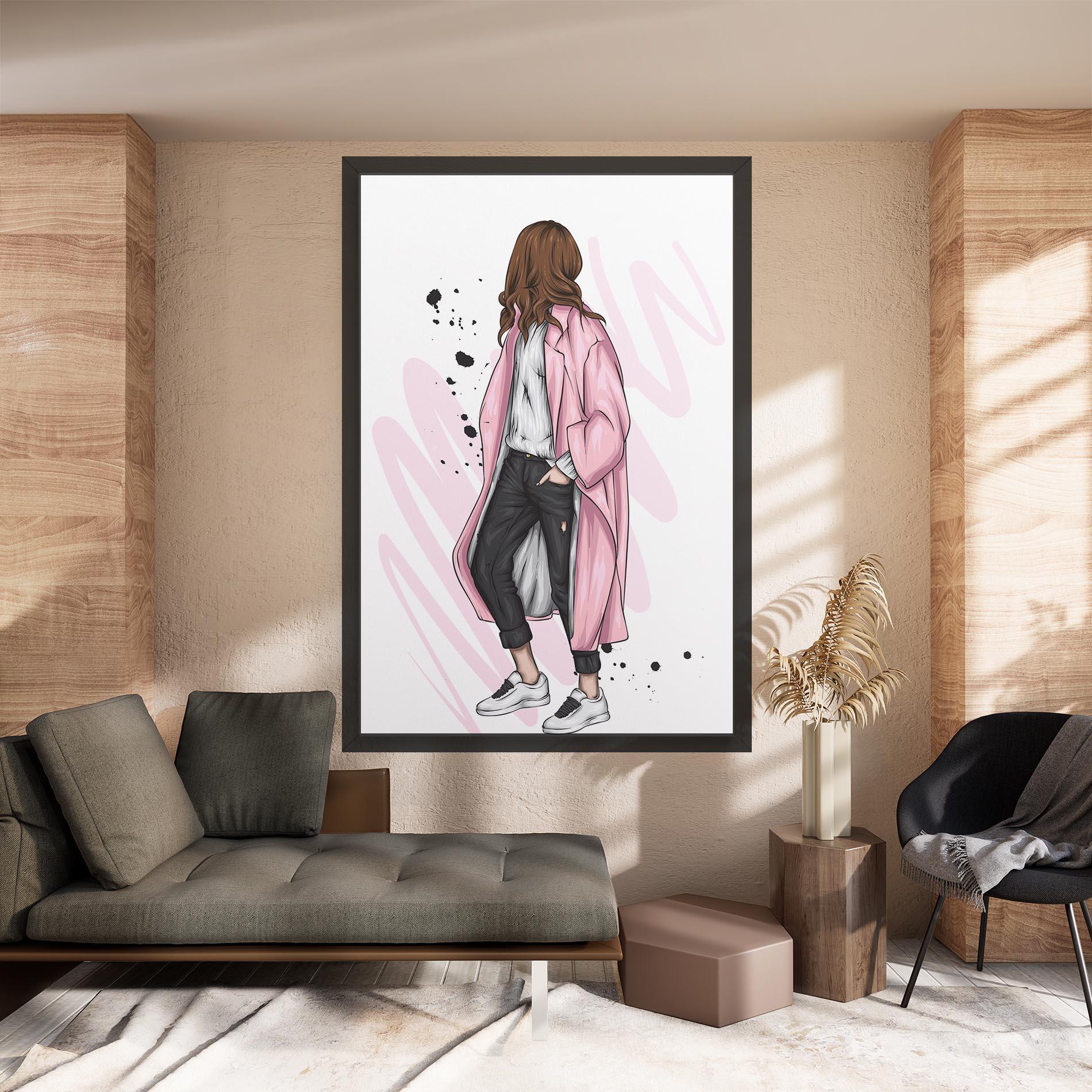 Leinwandbild Pink Coat Woman mockup 8