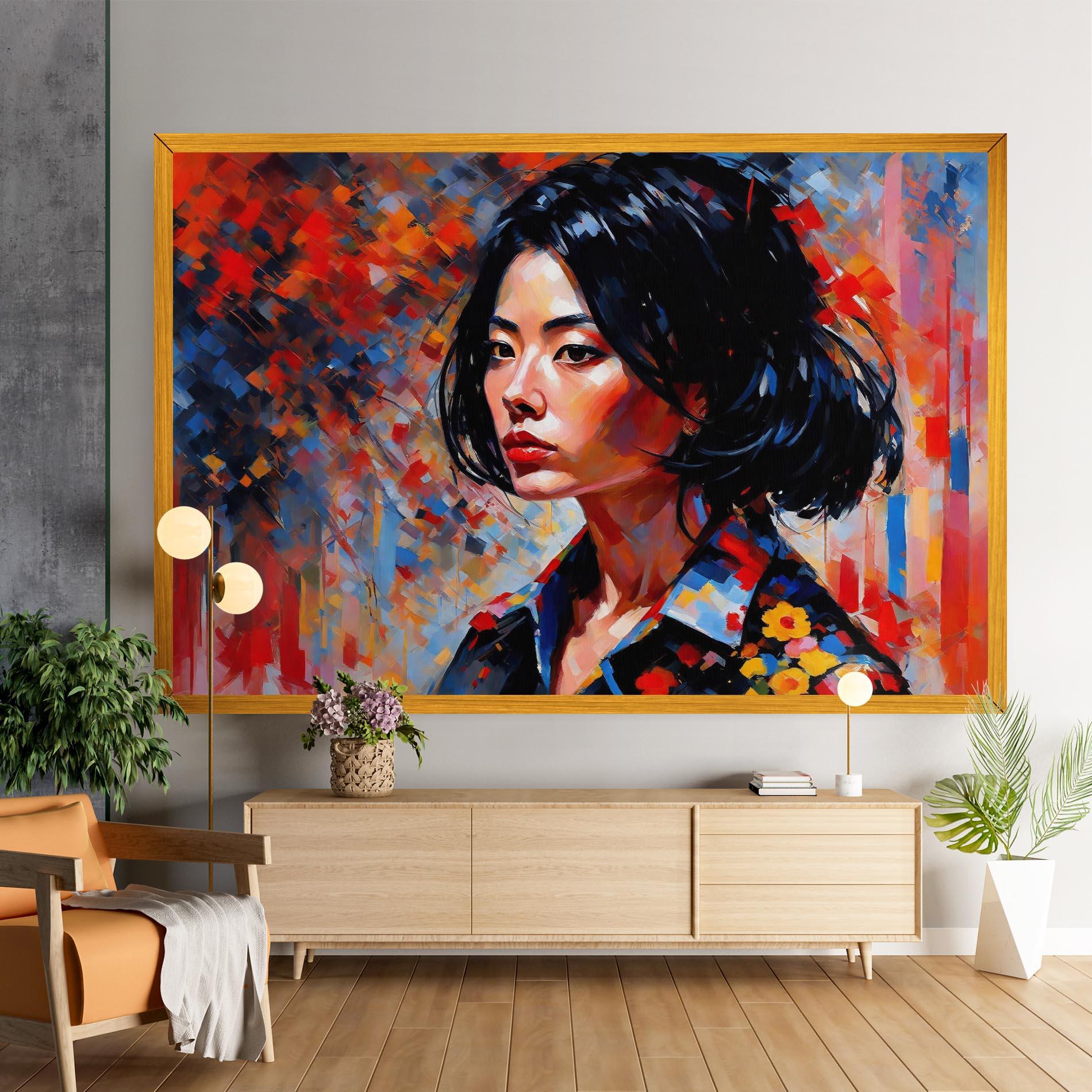 Leinwandbild Beautiful Asian Woman mockup 9