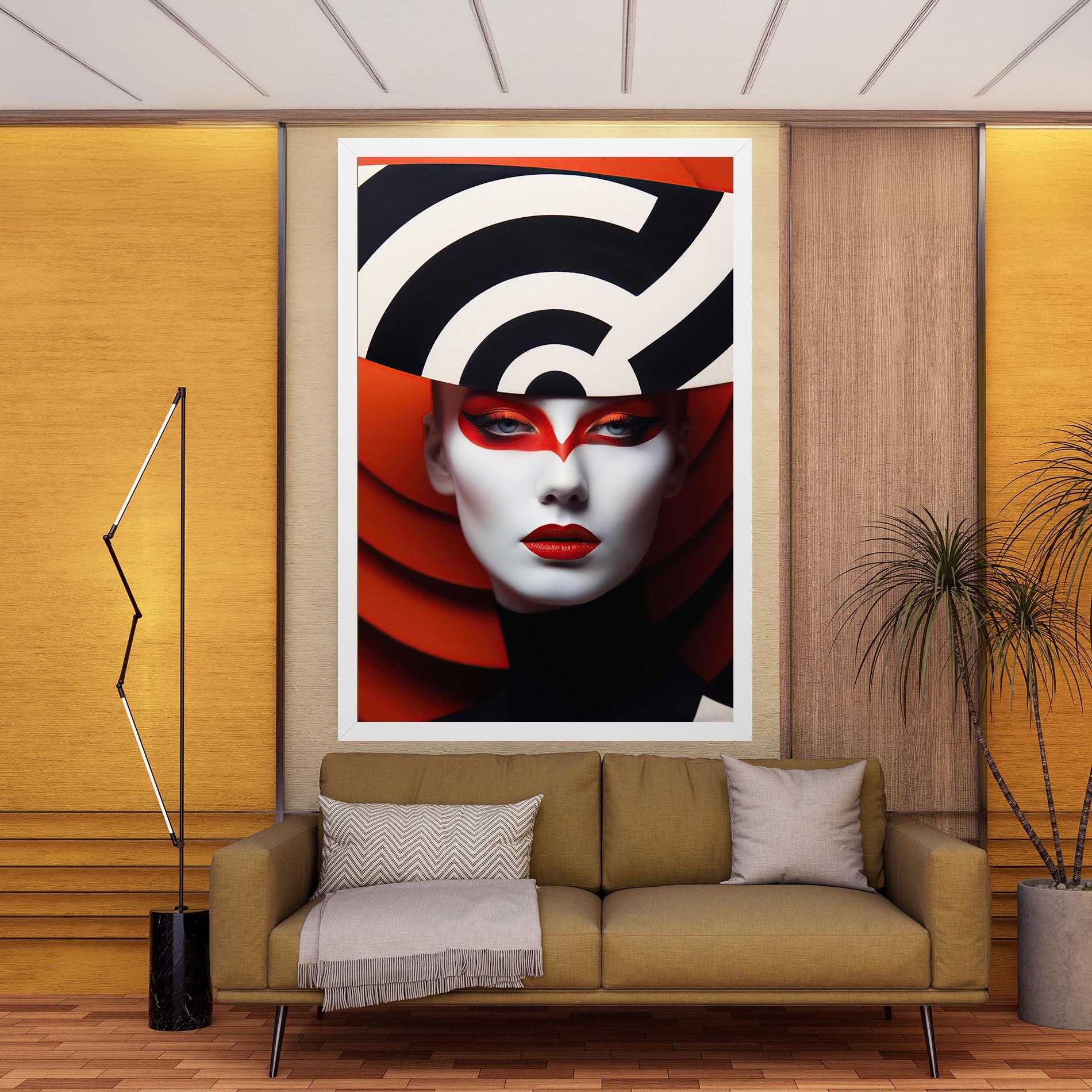 Leinwandbild Red Black Woman Art mockup 9