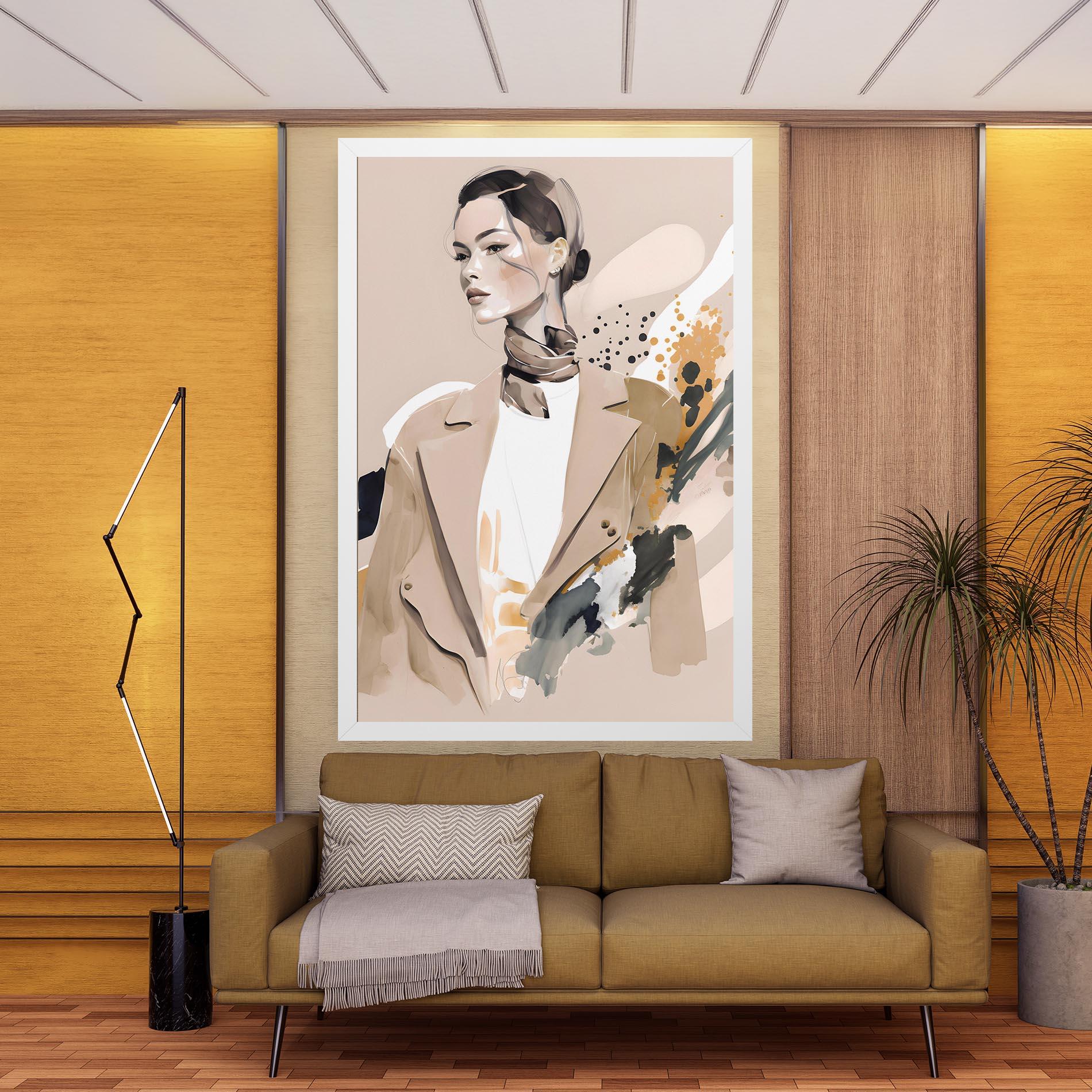 Leinwandbild Watercolor Stylish Model mockup 9