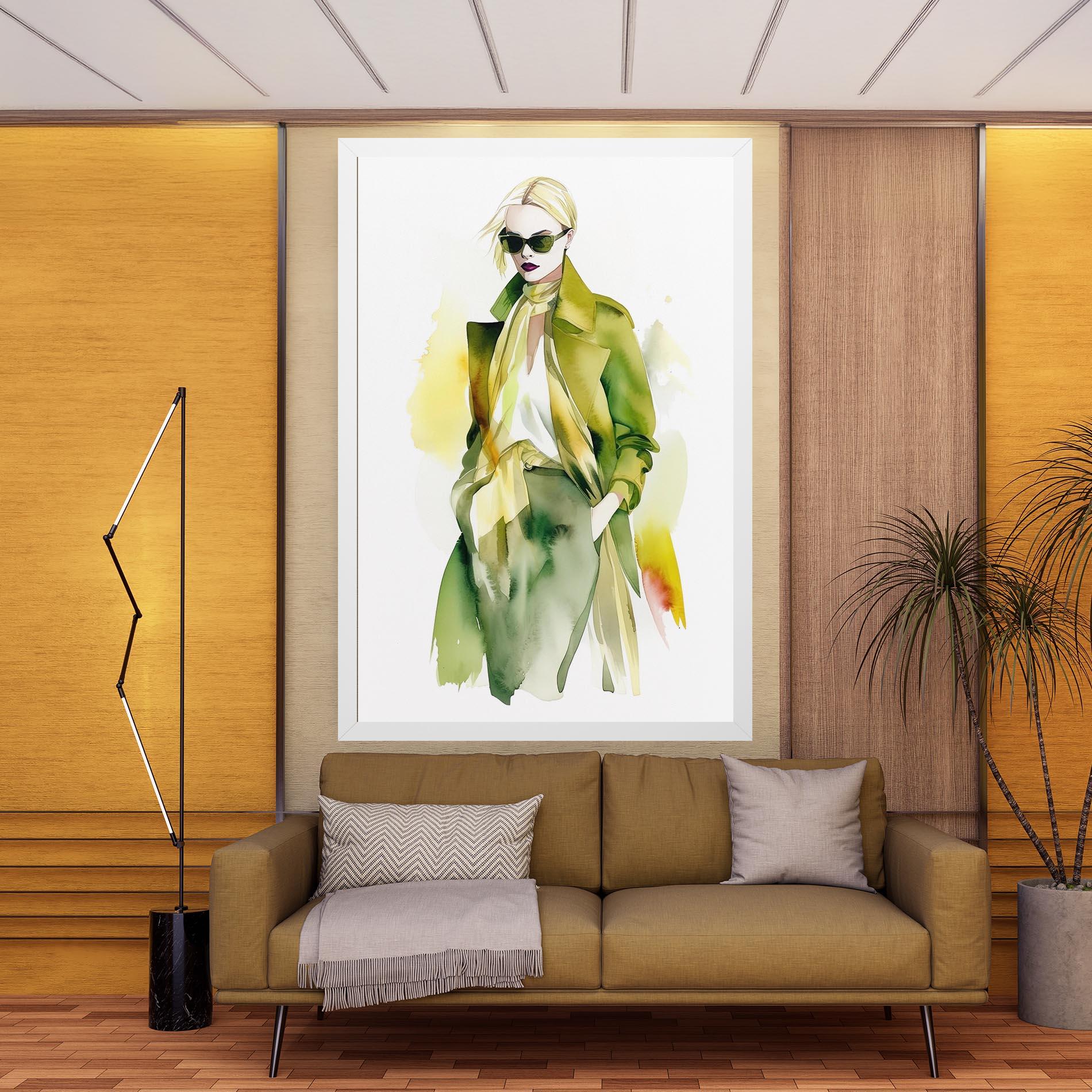 Leinwandbild Woman Green Fashion mockup 9