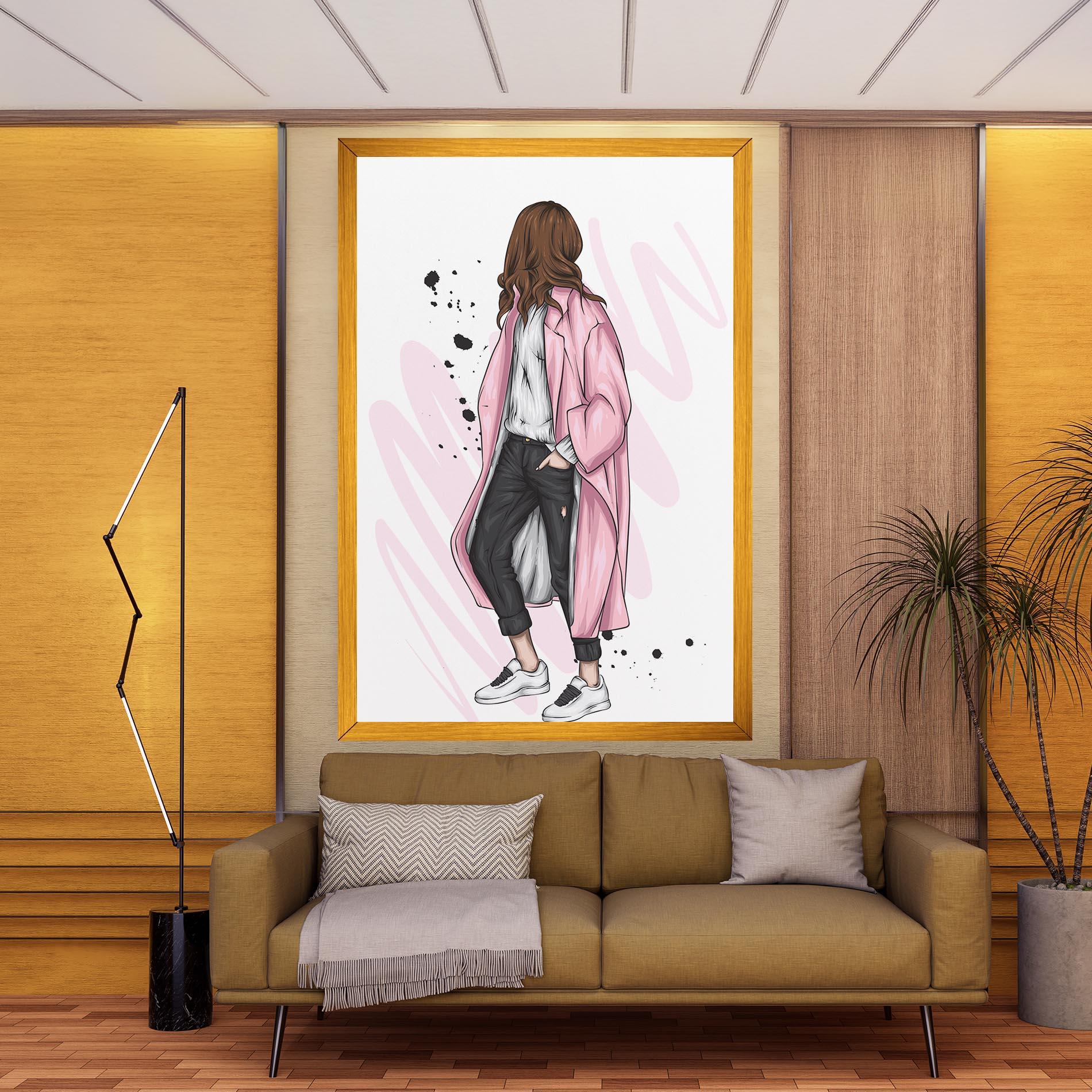 Leinwandbild Pink Coat Woman mockup 9