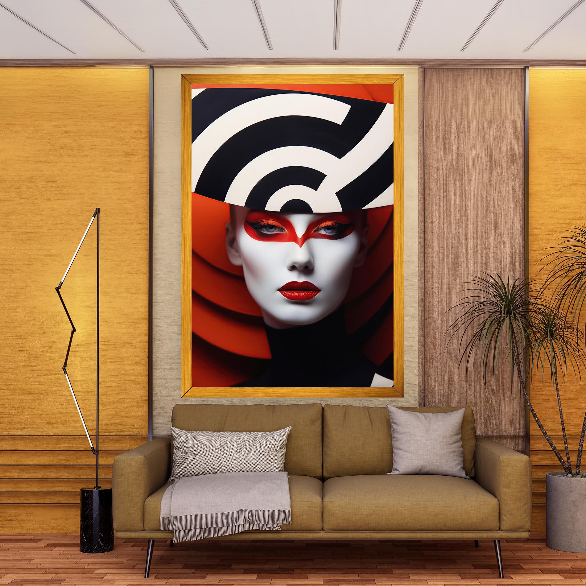 Leinwandbild Red Black Woman Art mockup 9