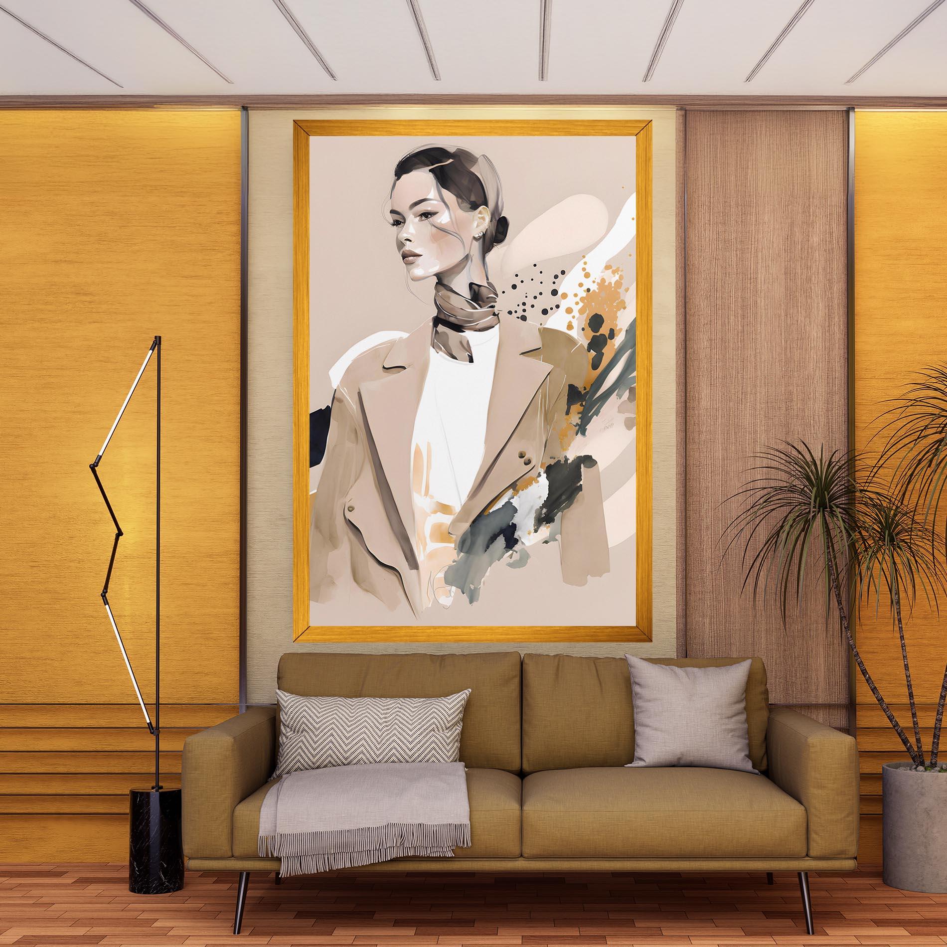 Leinwandbild Watercolor Stylish Model mockup 9