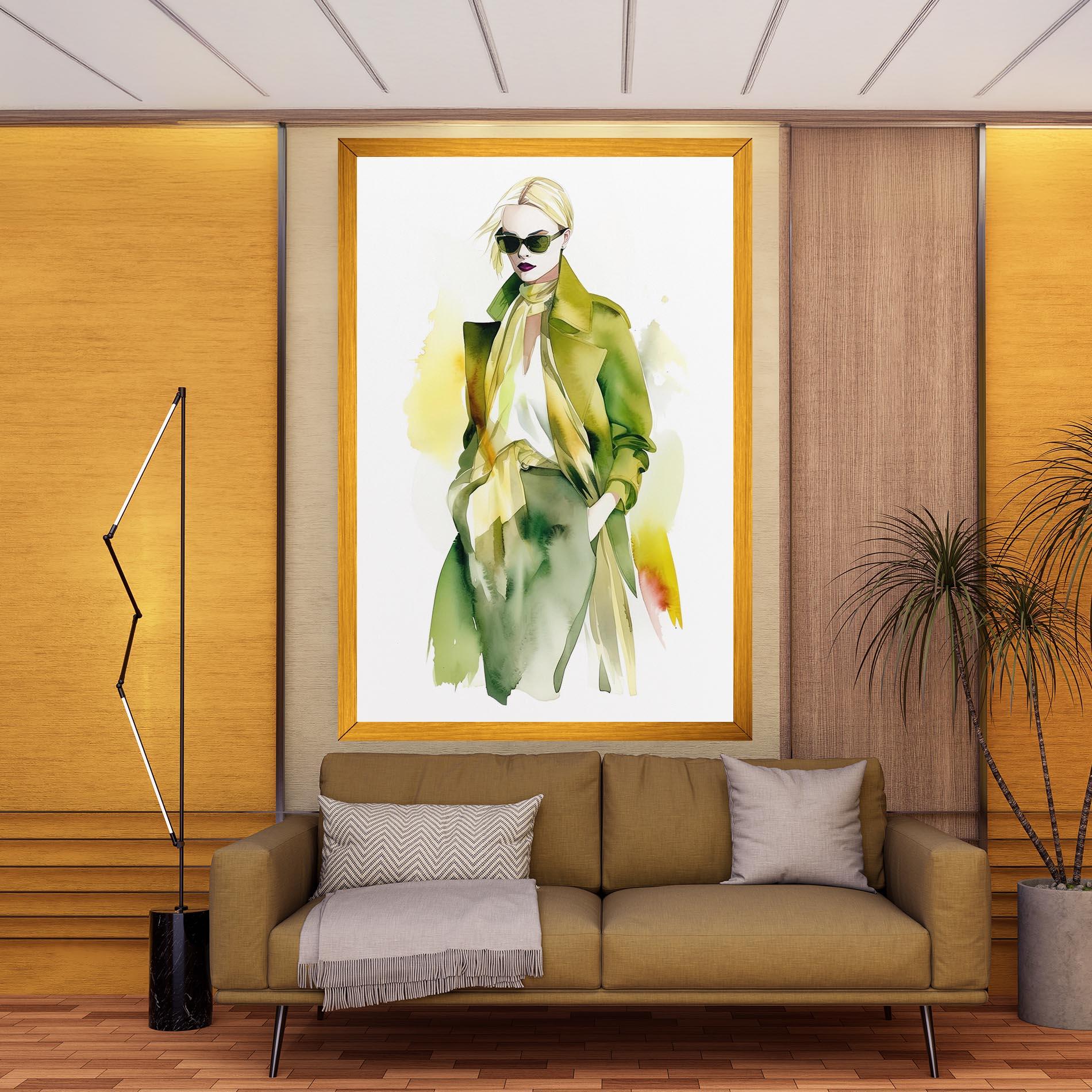 Leinwandbild Woman Green Fashion mockup 9