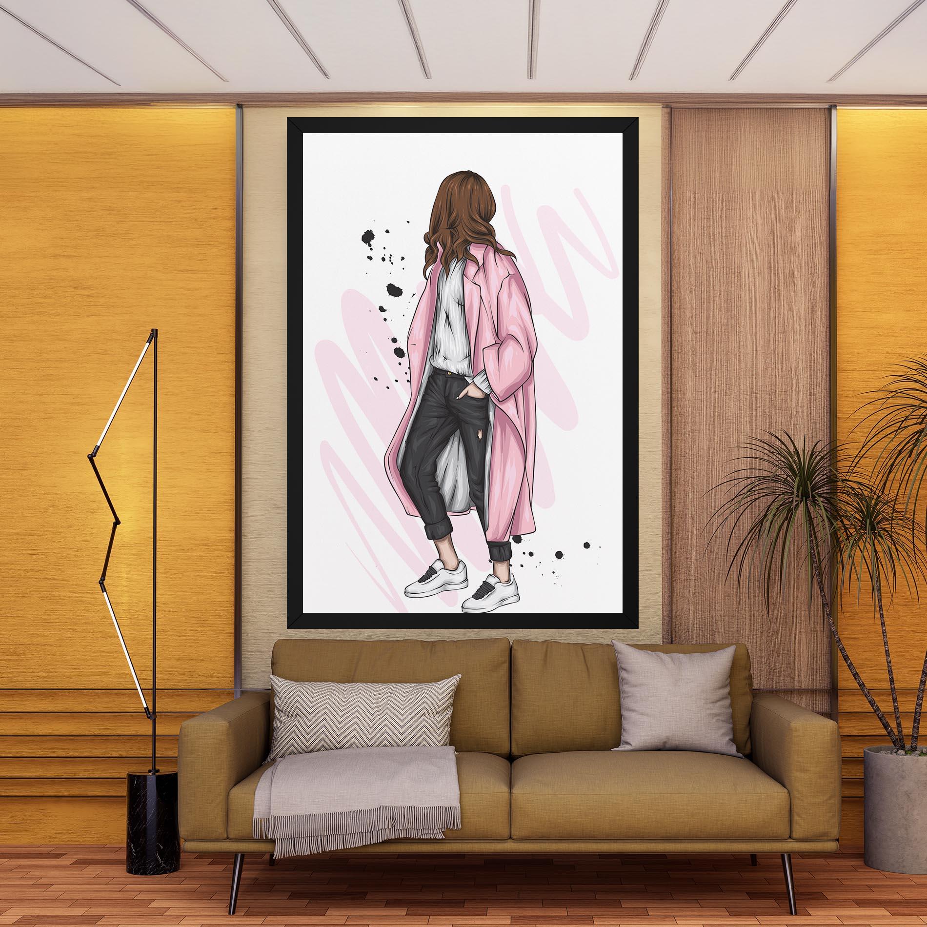 Leinwandbild Pink Coat Woman mockup 9