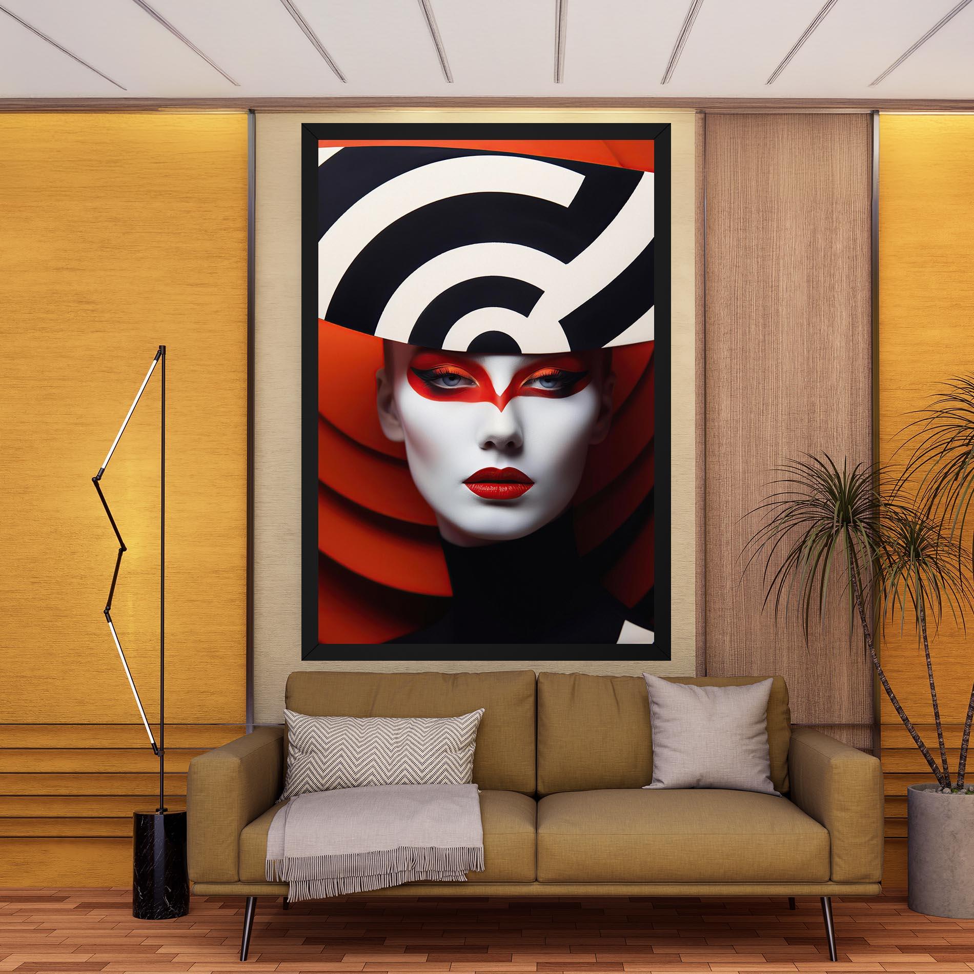 Leinwandbild Red Black Woman Art mockup 9