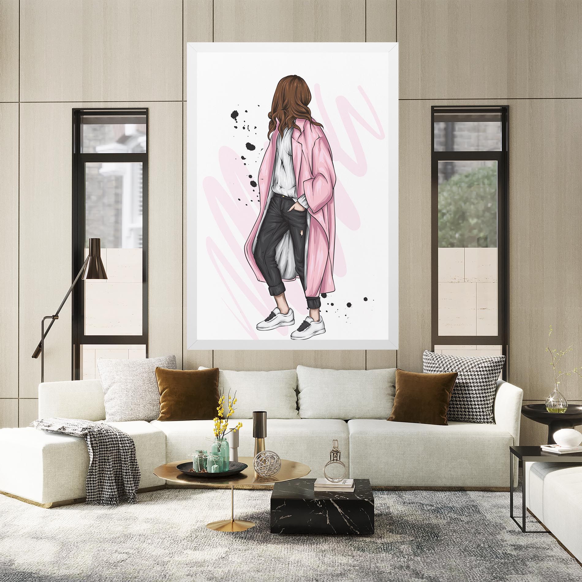 Pink Coat Woman mockup 2