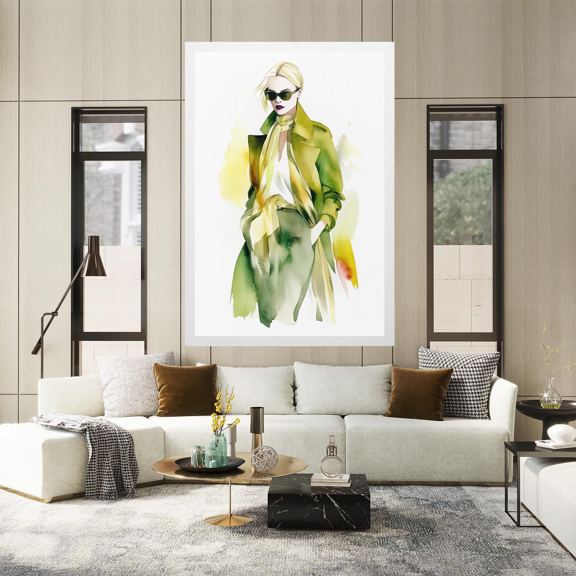 Leinwandbild Woman Green Fashion mockup 2