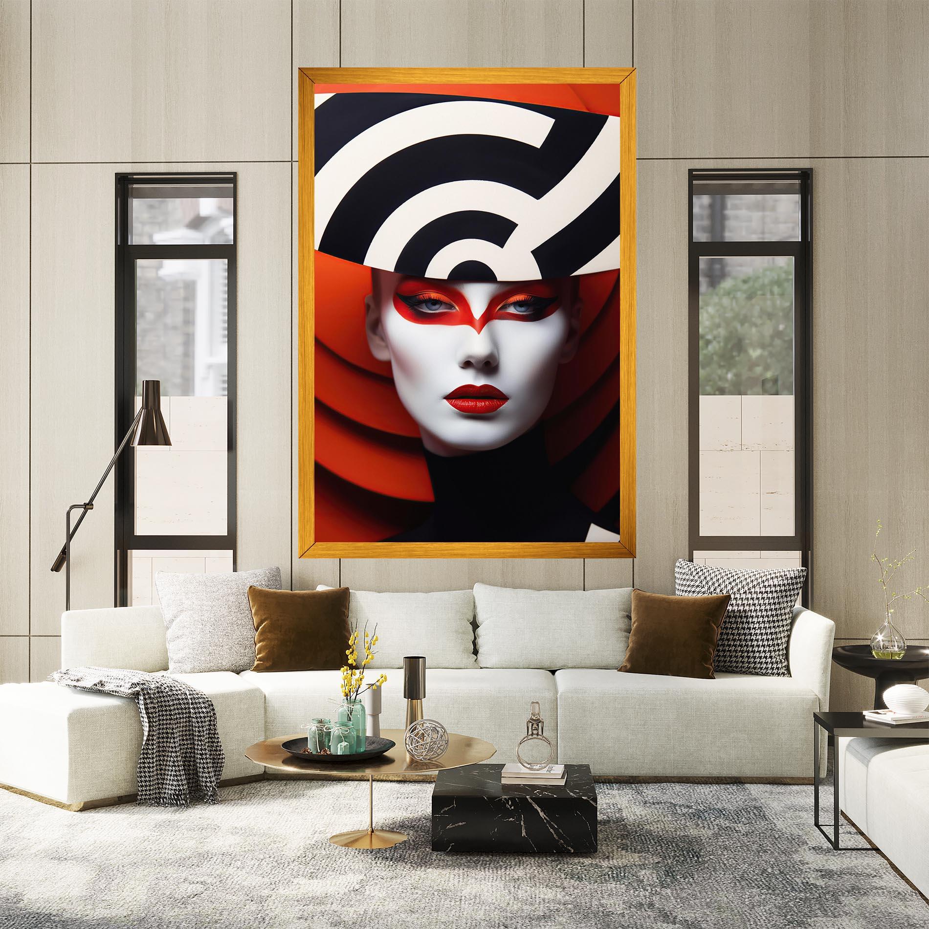 Leinwandbild Red Black Woman Art mockup 2