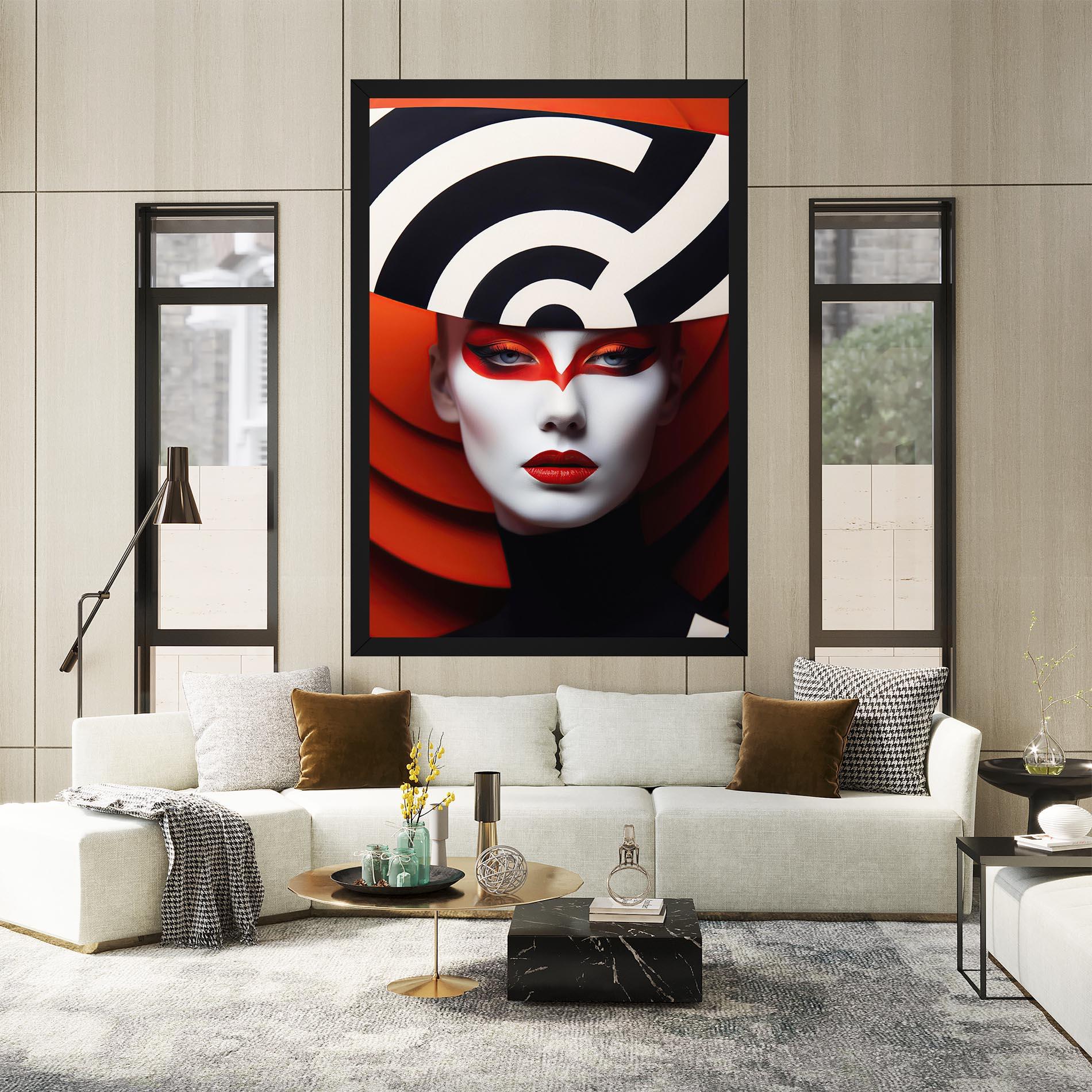 Leinwandbild Red Black Woman Art mockup 2
