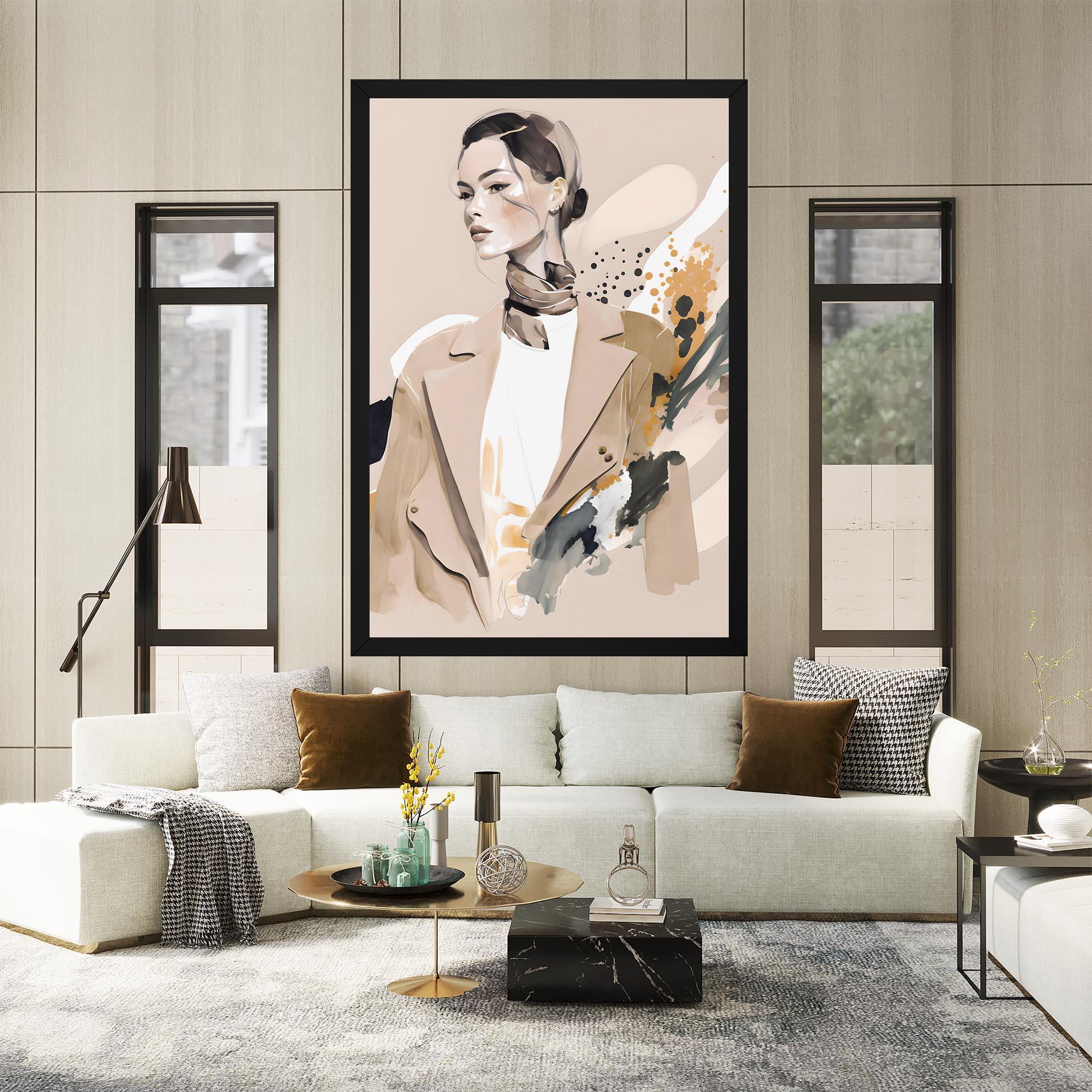 Leinwandbild Watercolor Stylish Model mockup 2