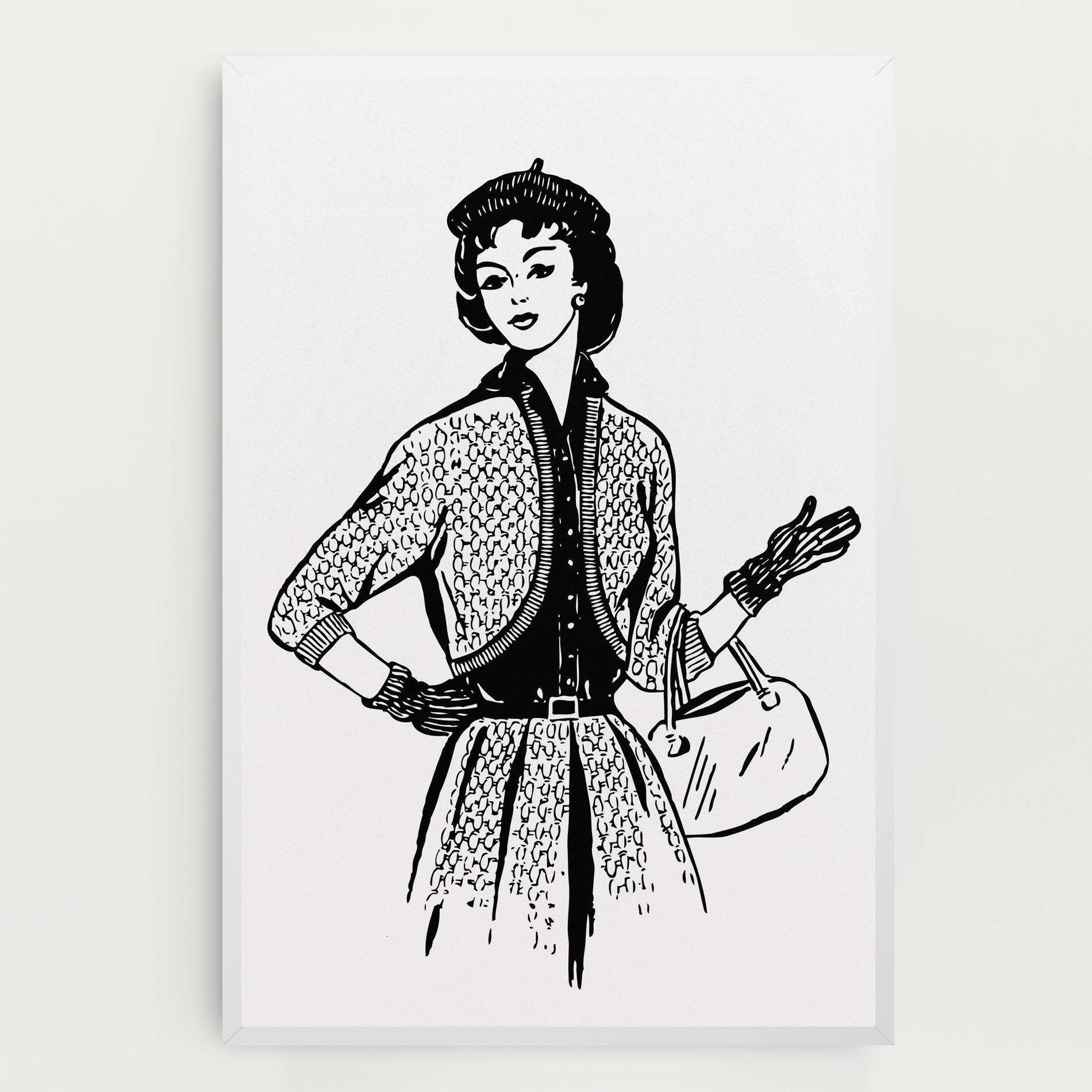 Leinwandbild Vintage Woman Line mockup 0