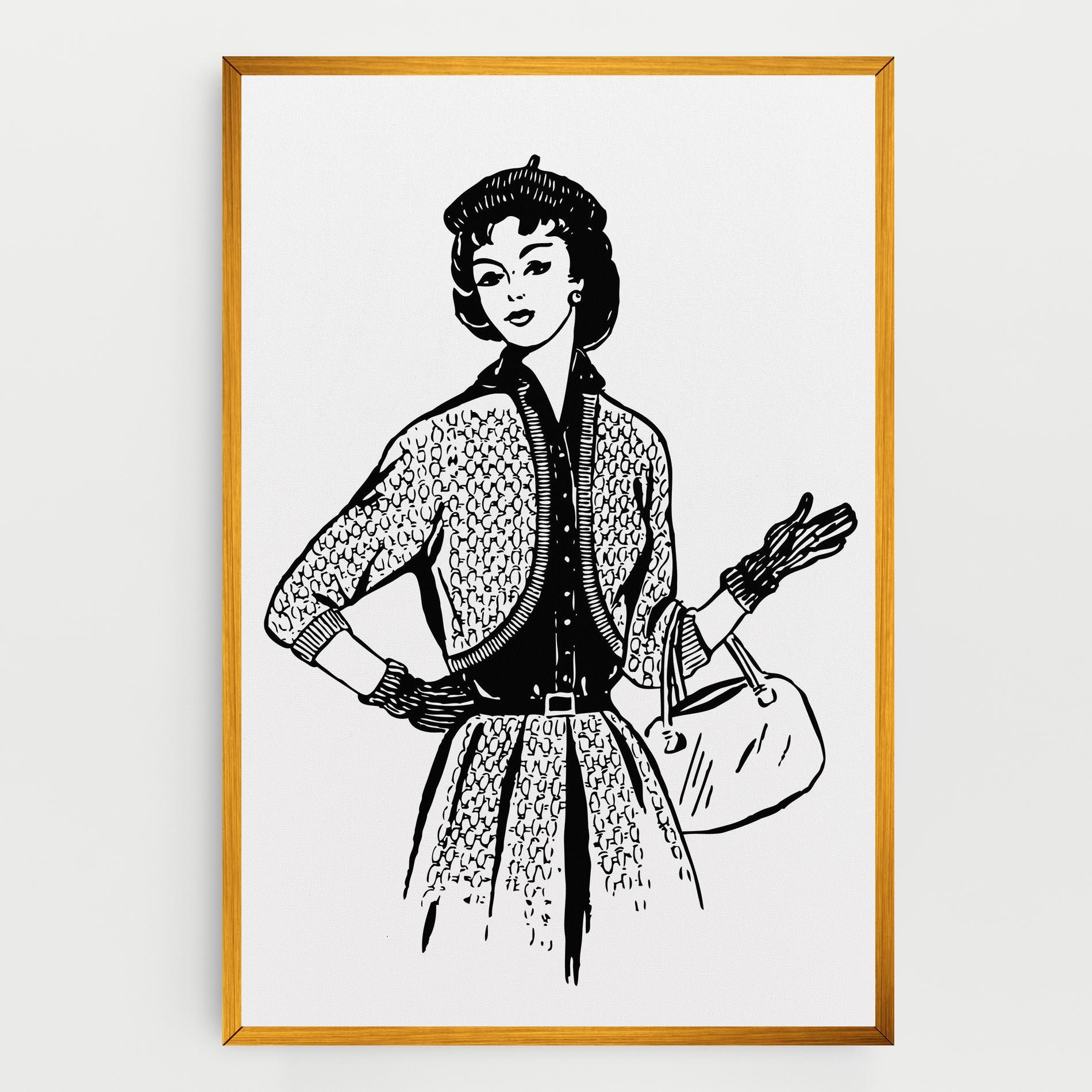 Leinwandbild Vintage Woman Line mockup 0