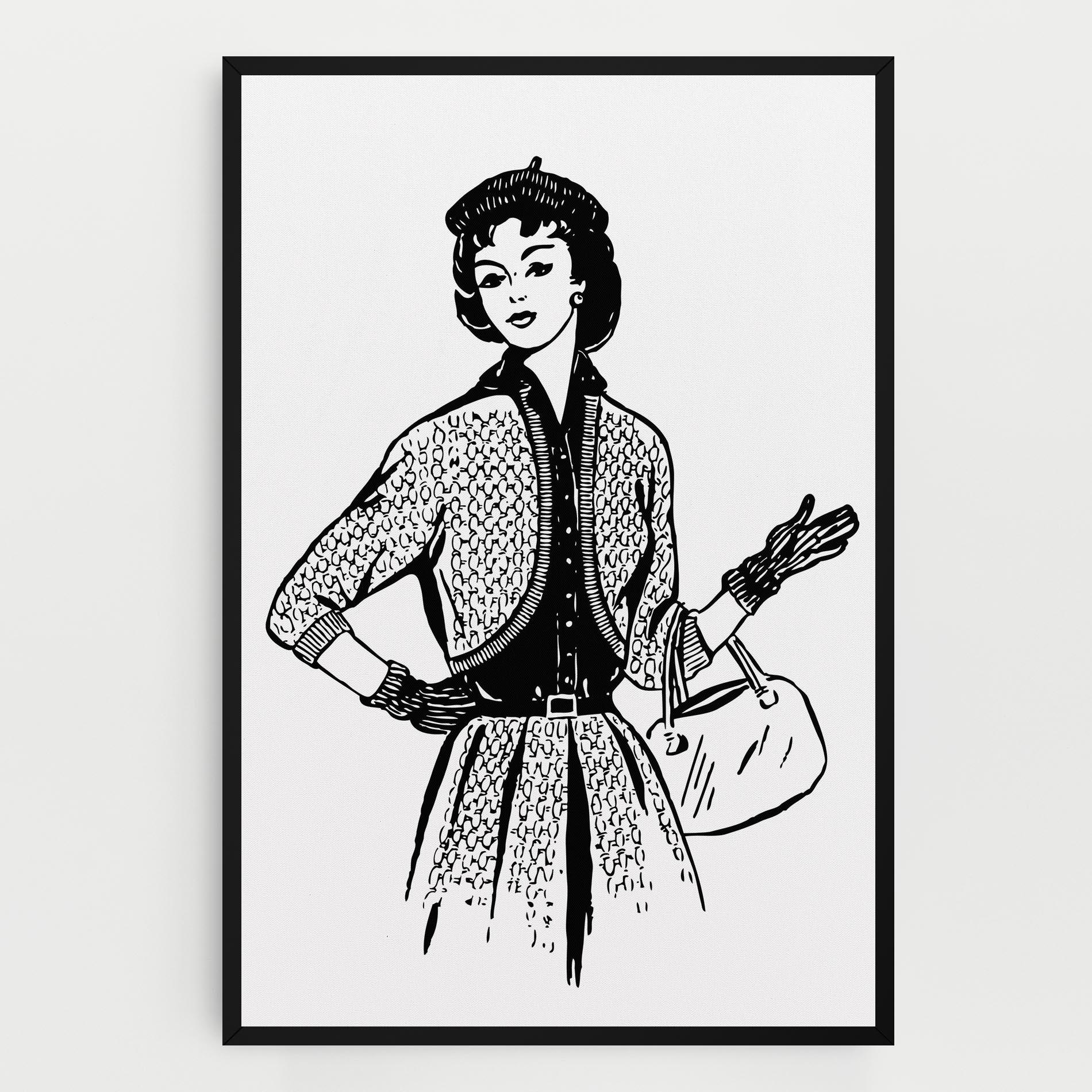 Leinwandbild Vintage Woman Line mockup 0