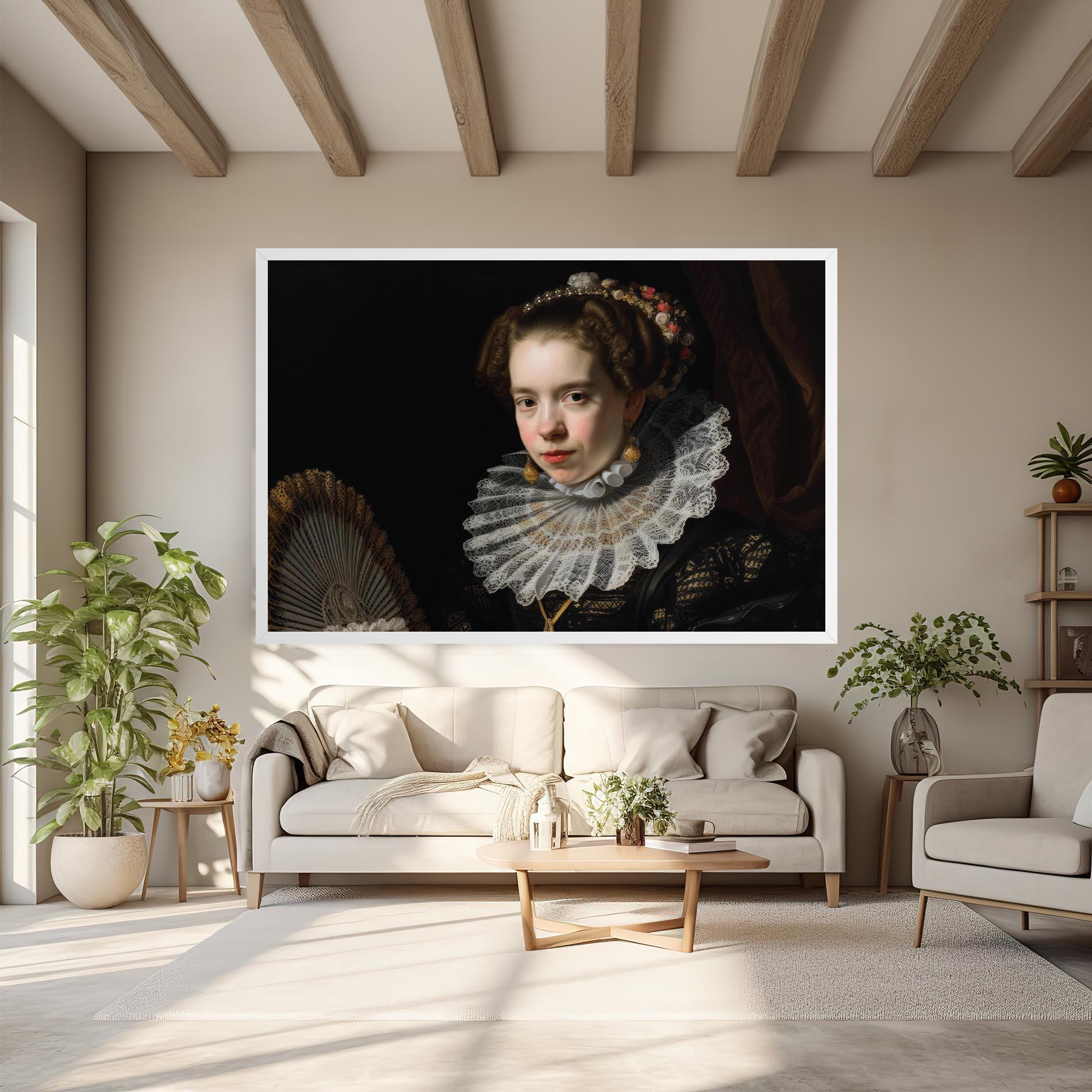 Leinwandbild Baroque Lady Portrait mockup 6